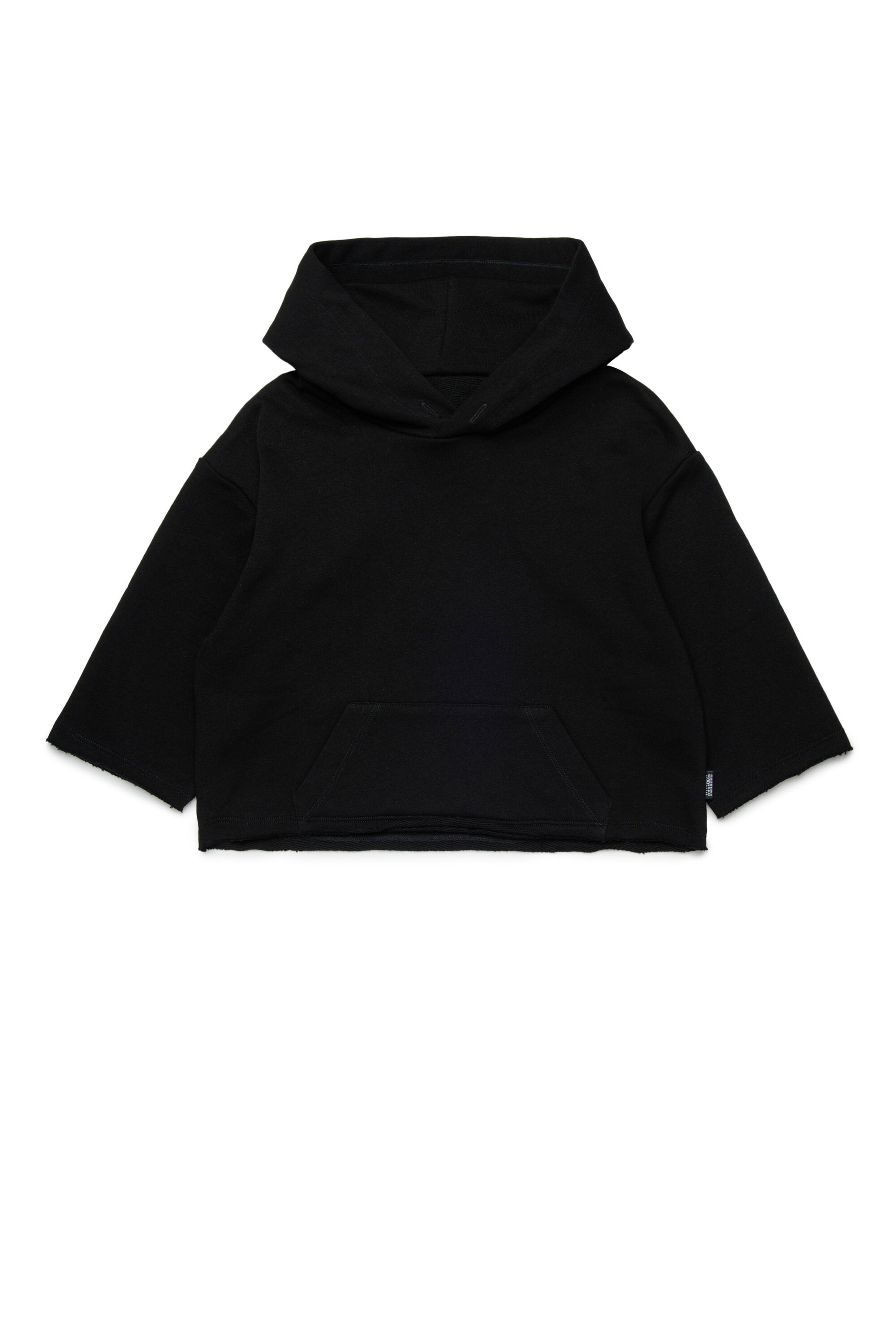 Hooded sweatshirt with raw cut hem