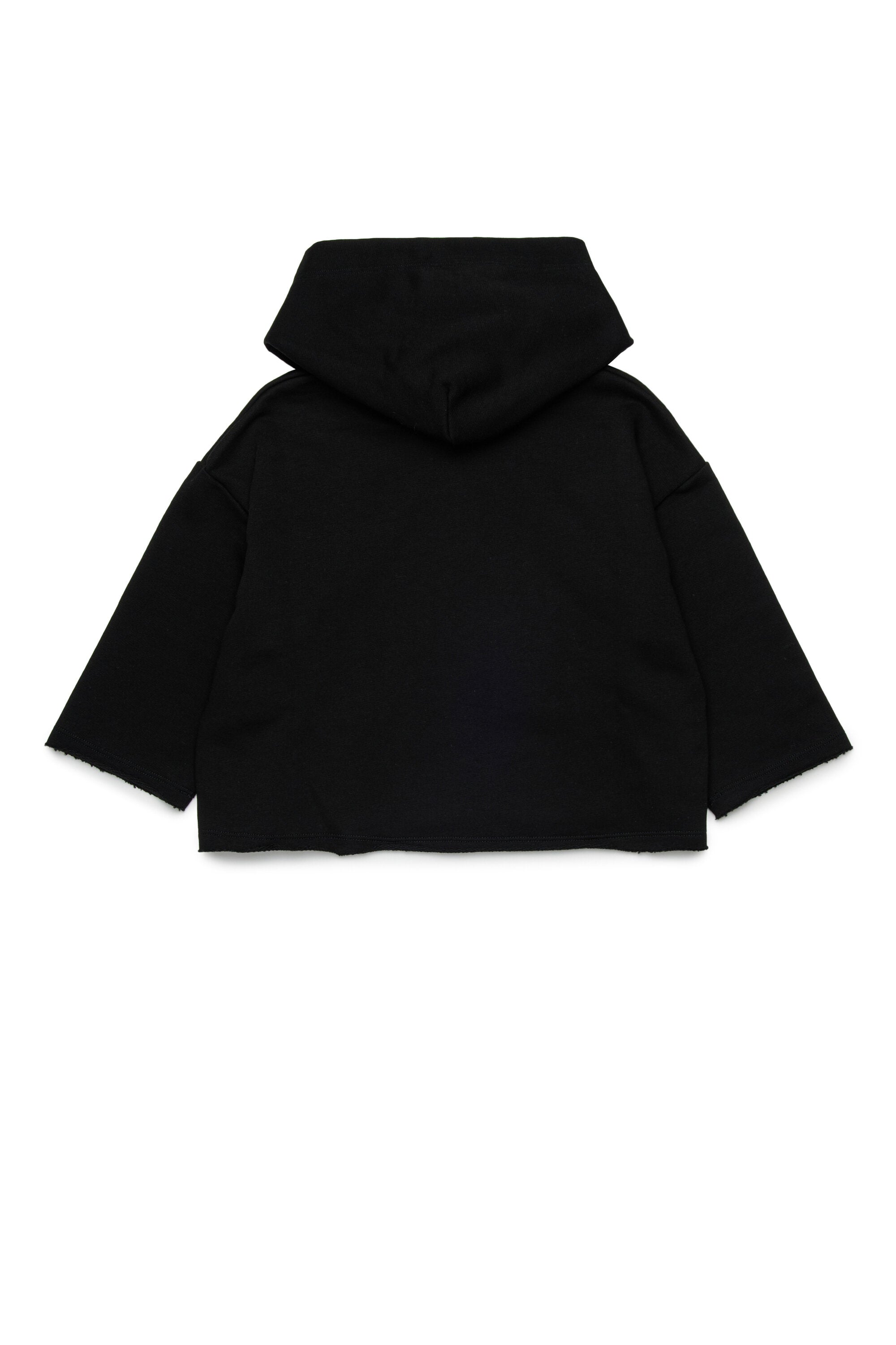 Hooded sweatshirt with raw cut hem