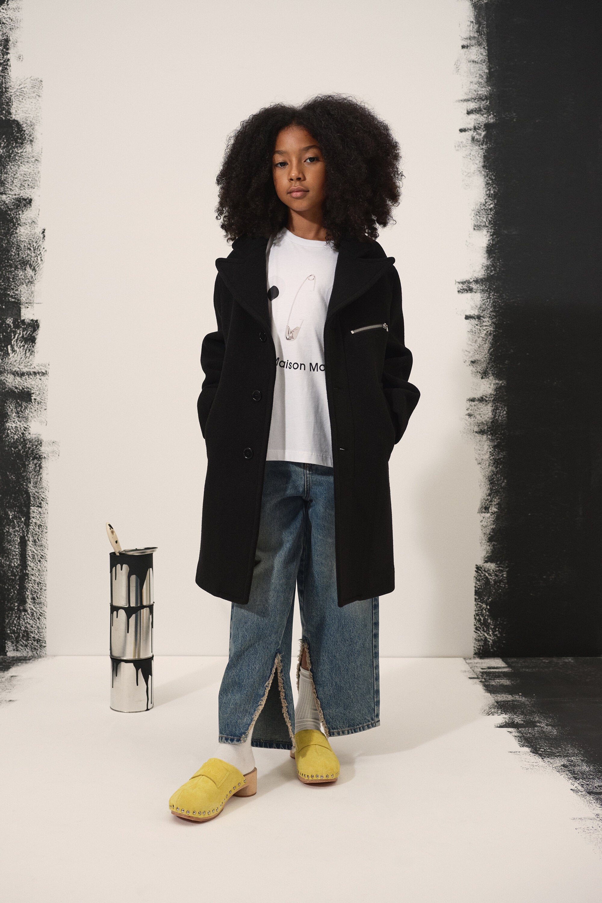 Long cloth coat with zip