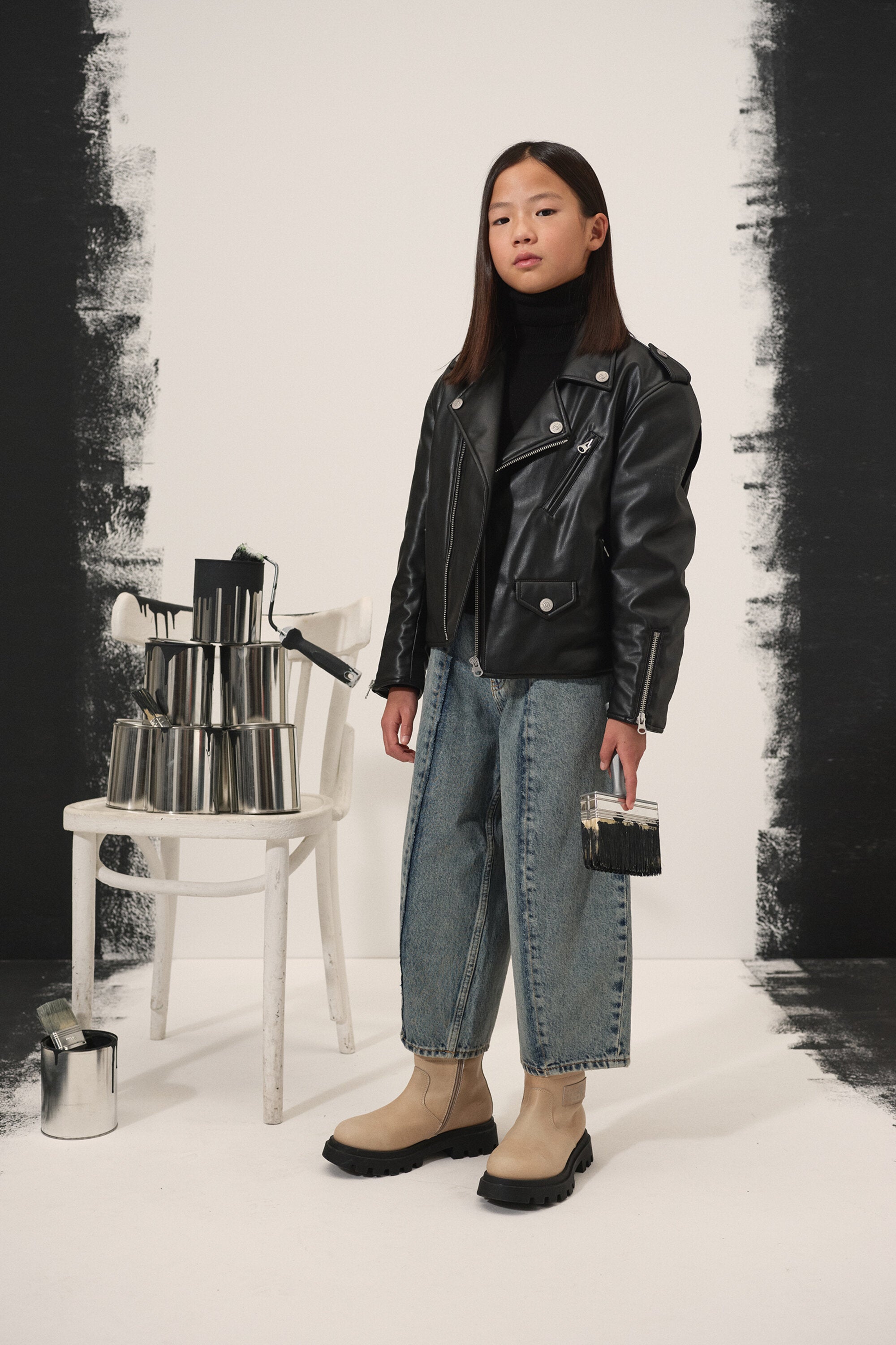 Coated fabric nail model biker jacket