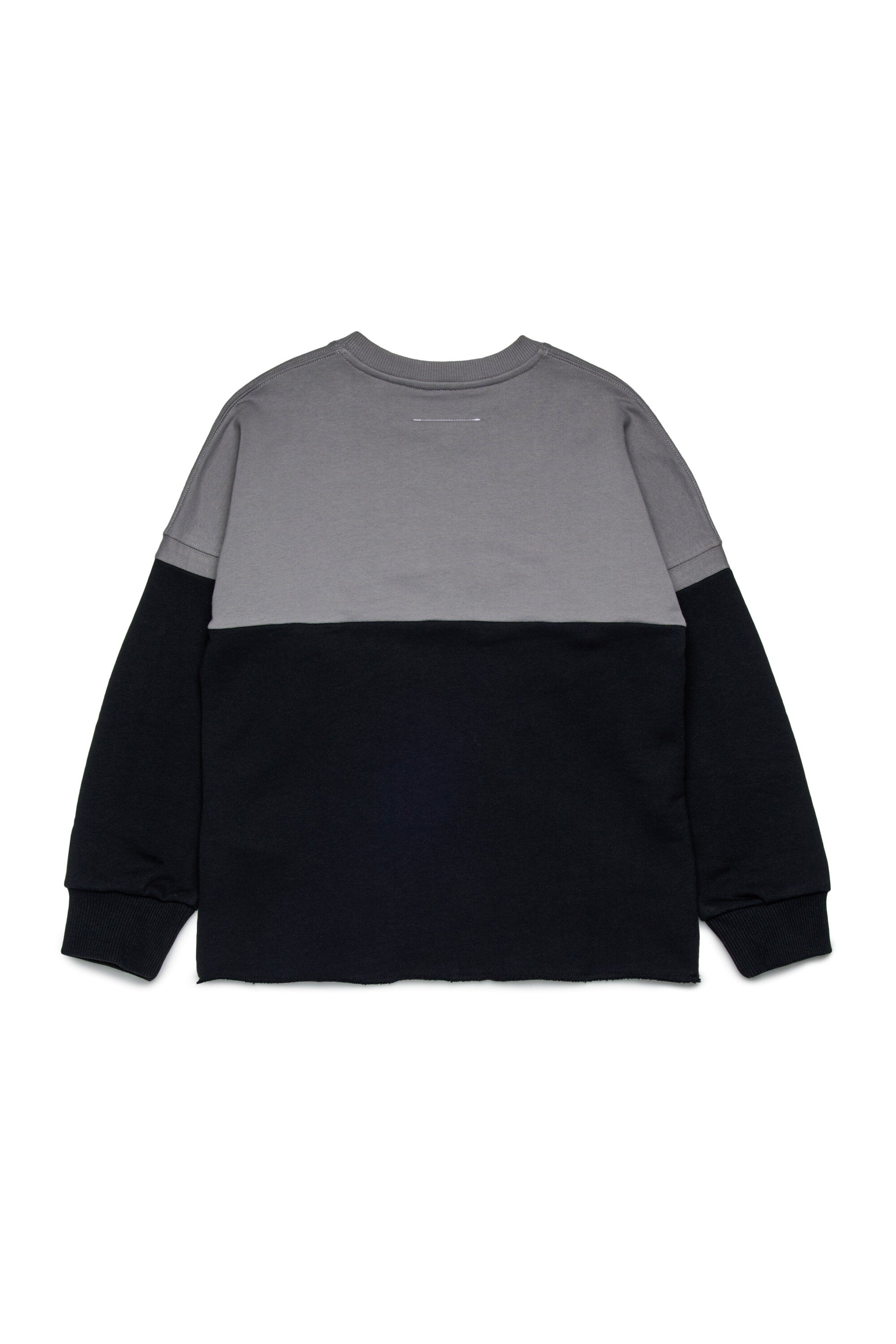 Two-color crew-neck re-cut sweatshirt