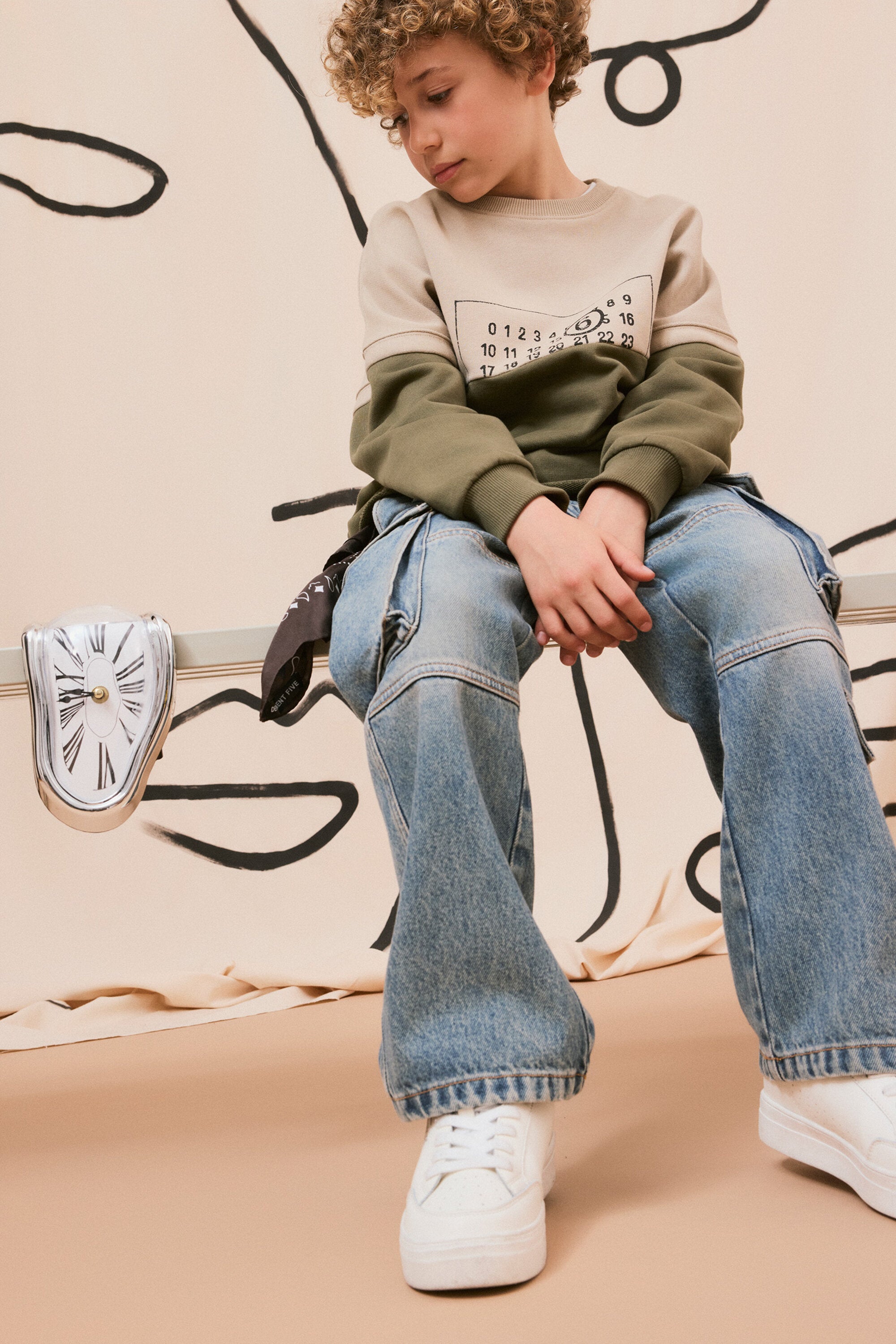 クルーネック2色リカットスウェットシャツ