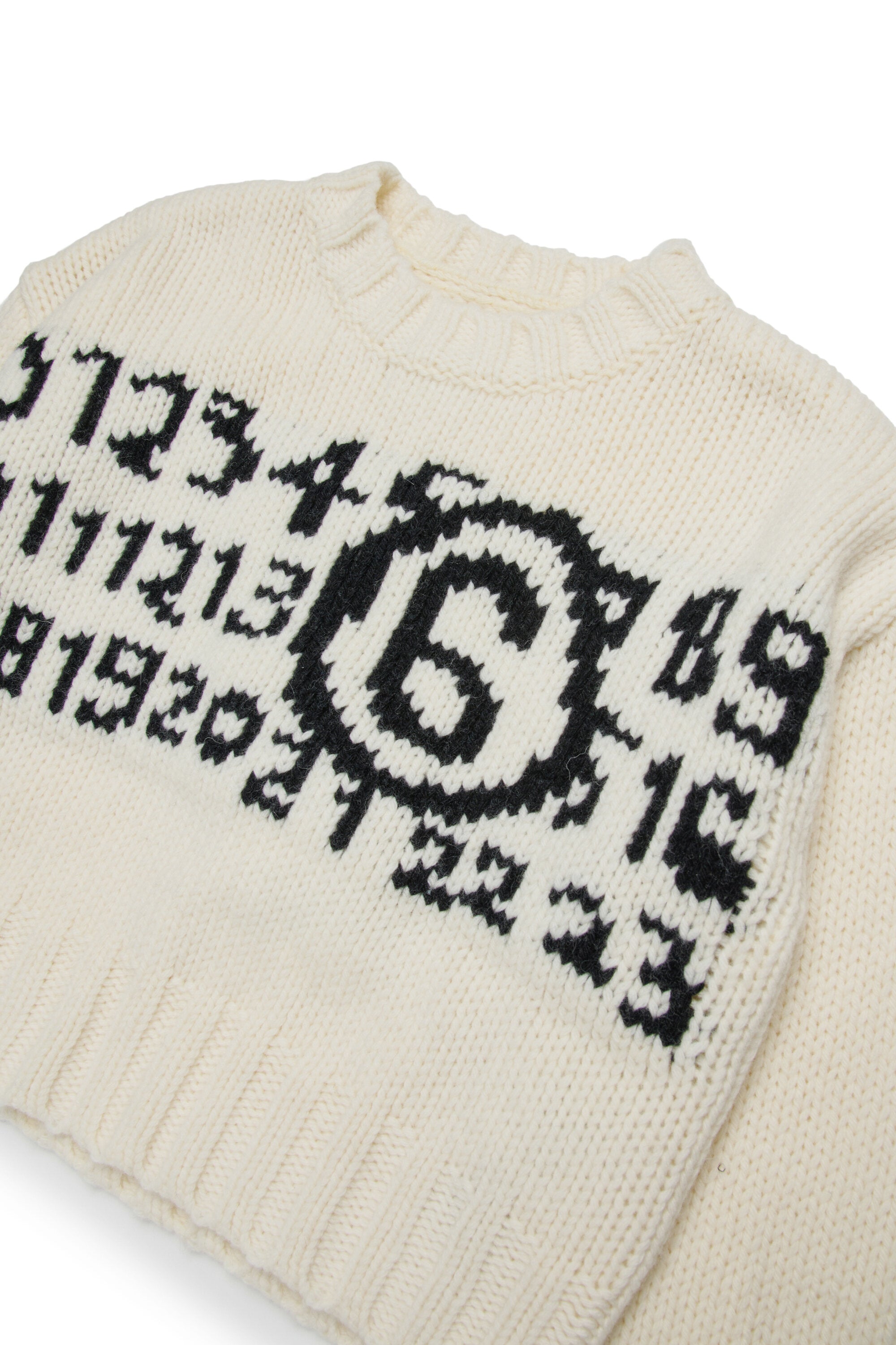 マキシロゴ入りウール混クロップドプルオーバー