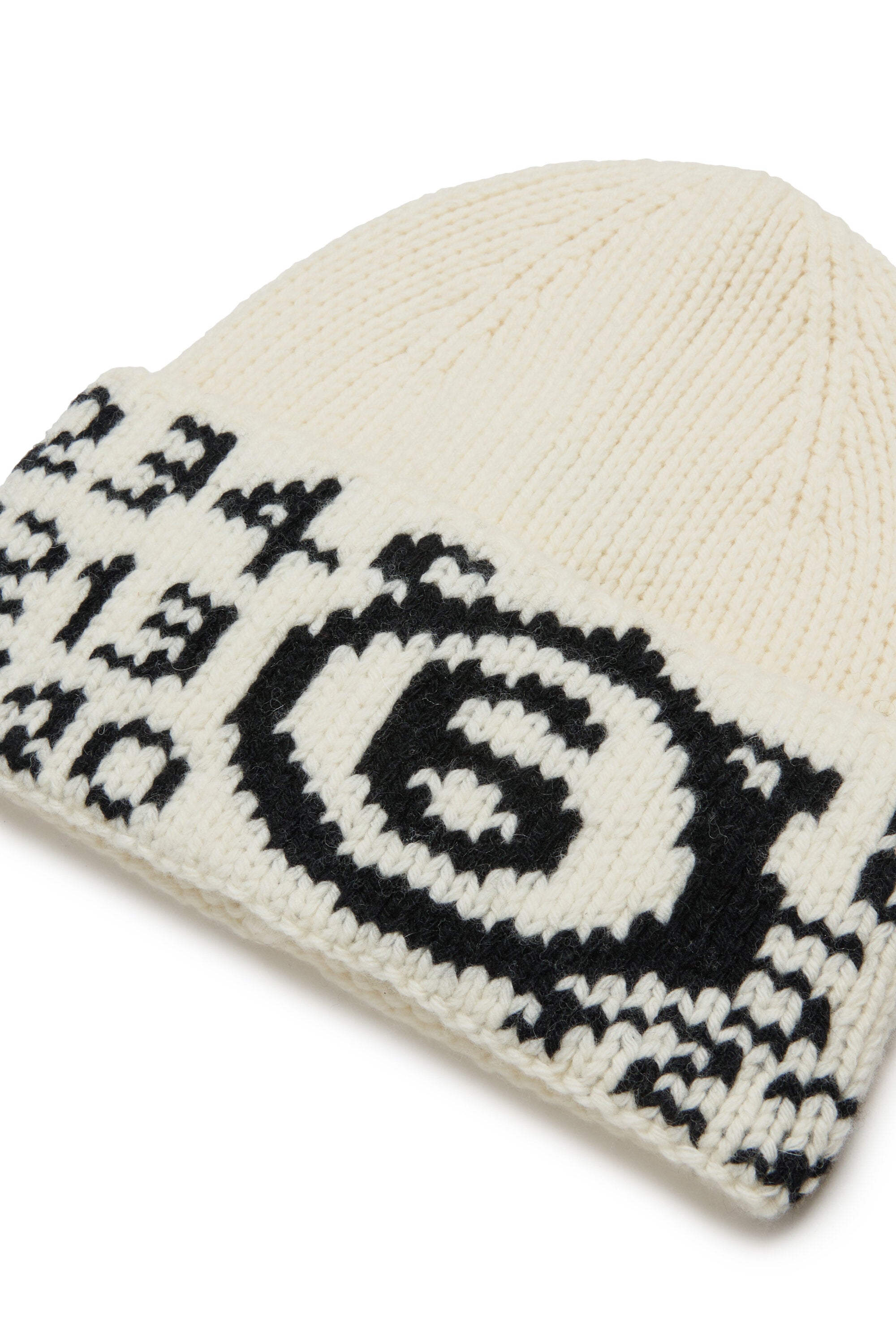 Wool-blend knit beanie with logo