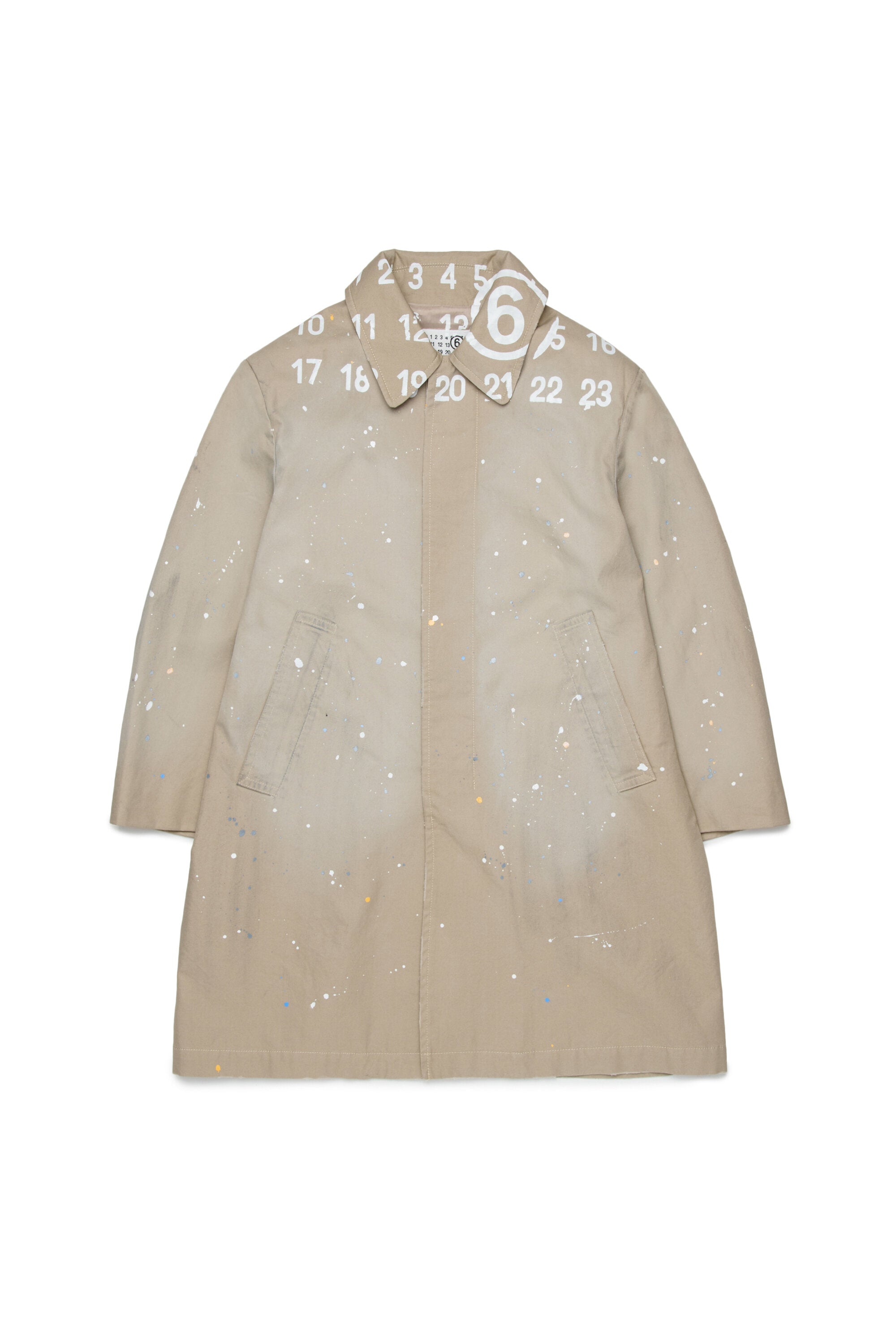 Trench coat with printed logo