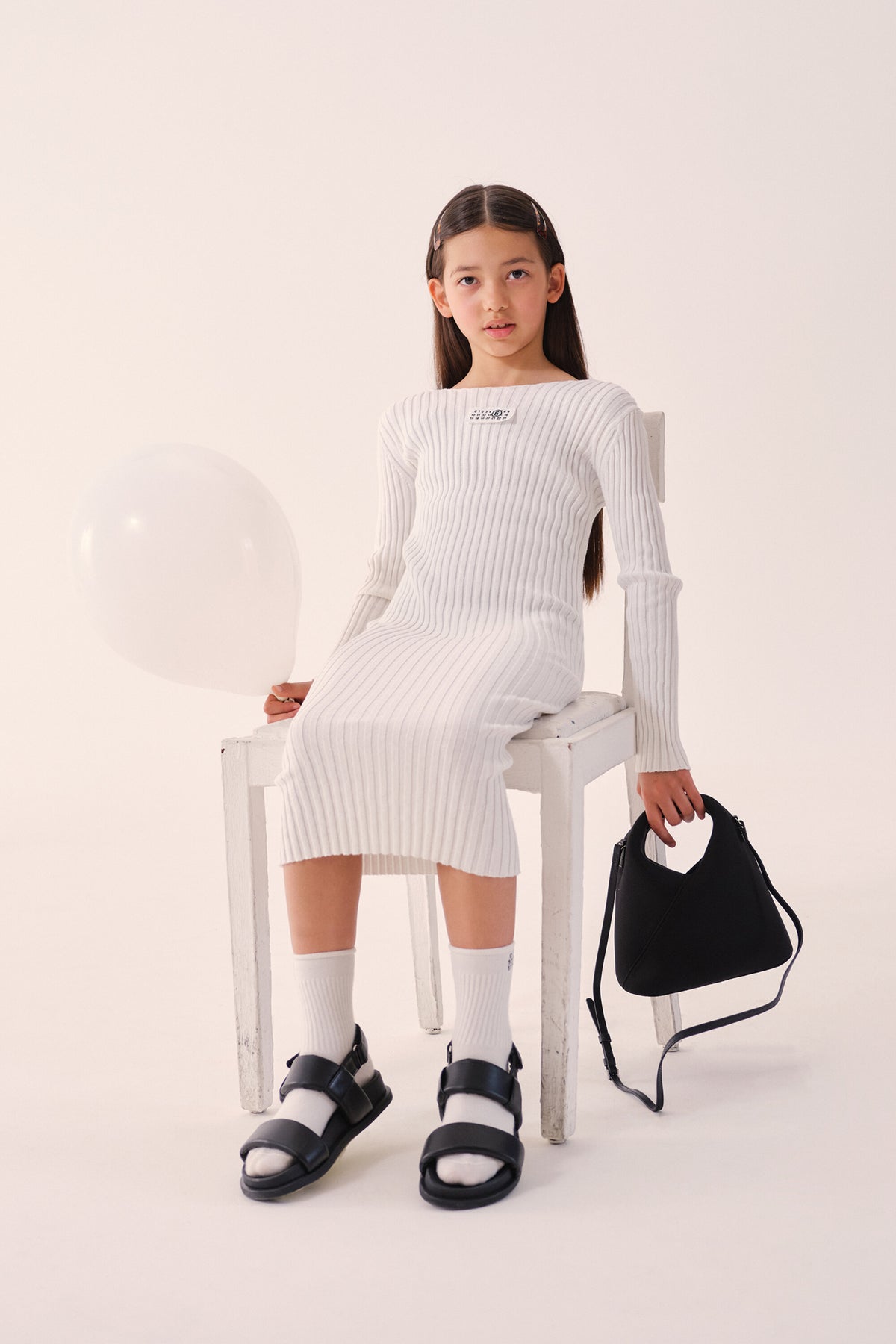 Ribbed long dress with logo
