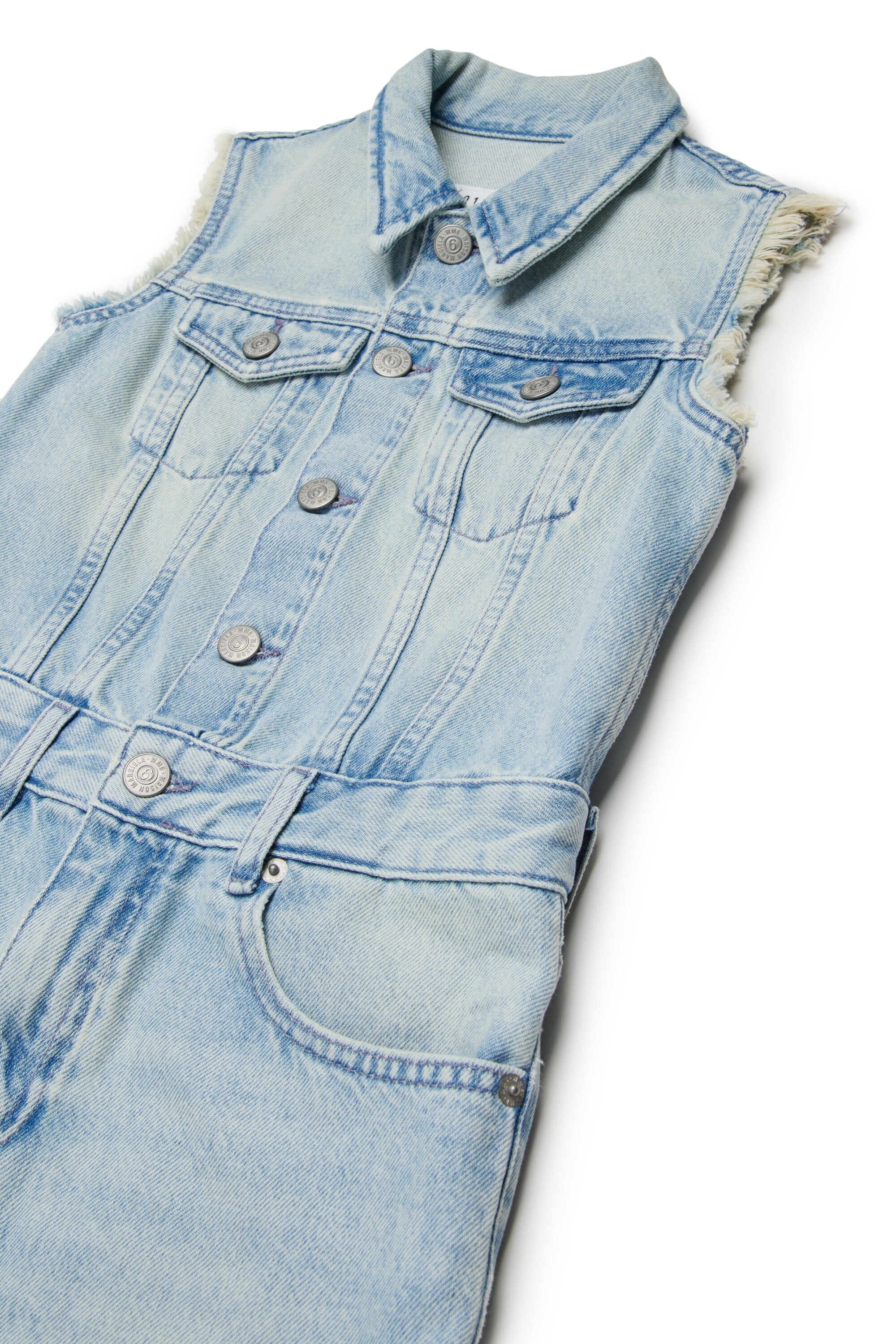 色落ち加工ノースリーブデニムドレス