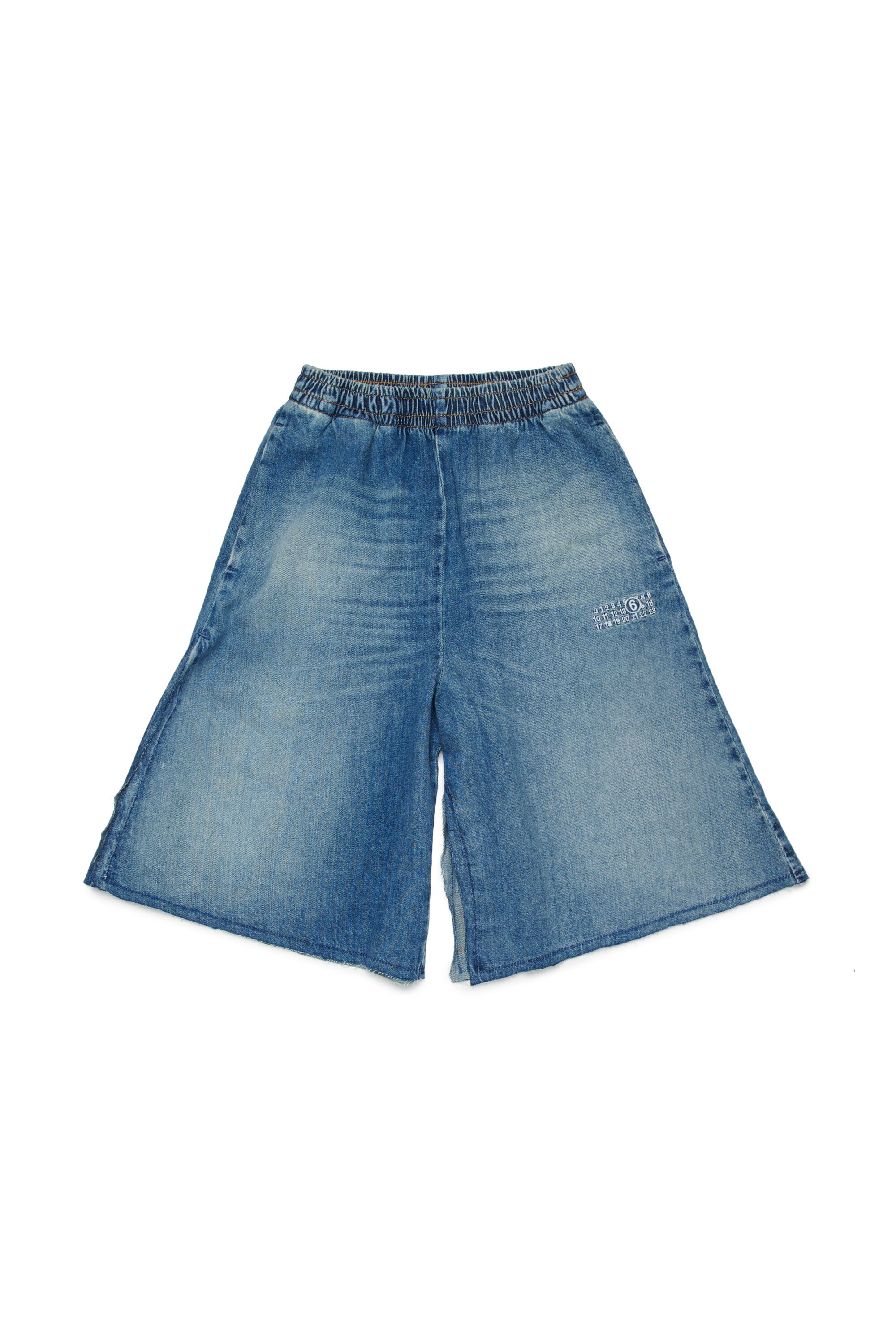 Wide denim shorts with logo