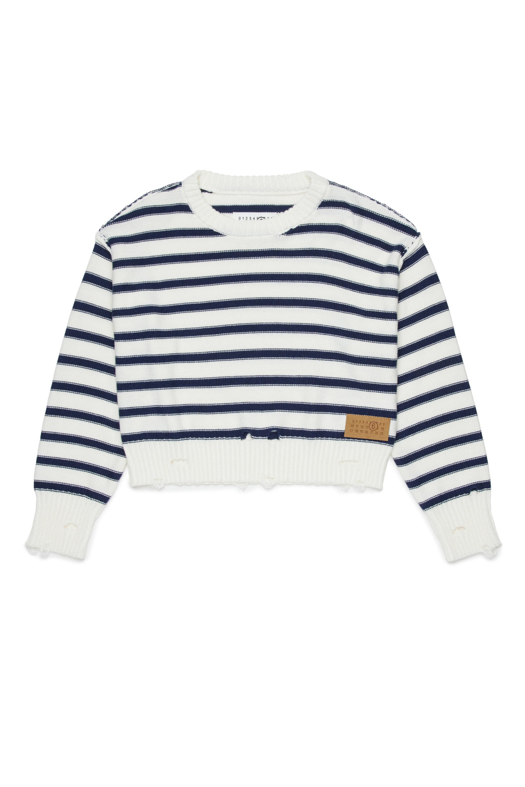 Crew-neck striped pullover with logo