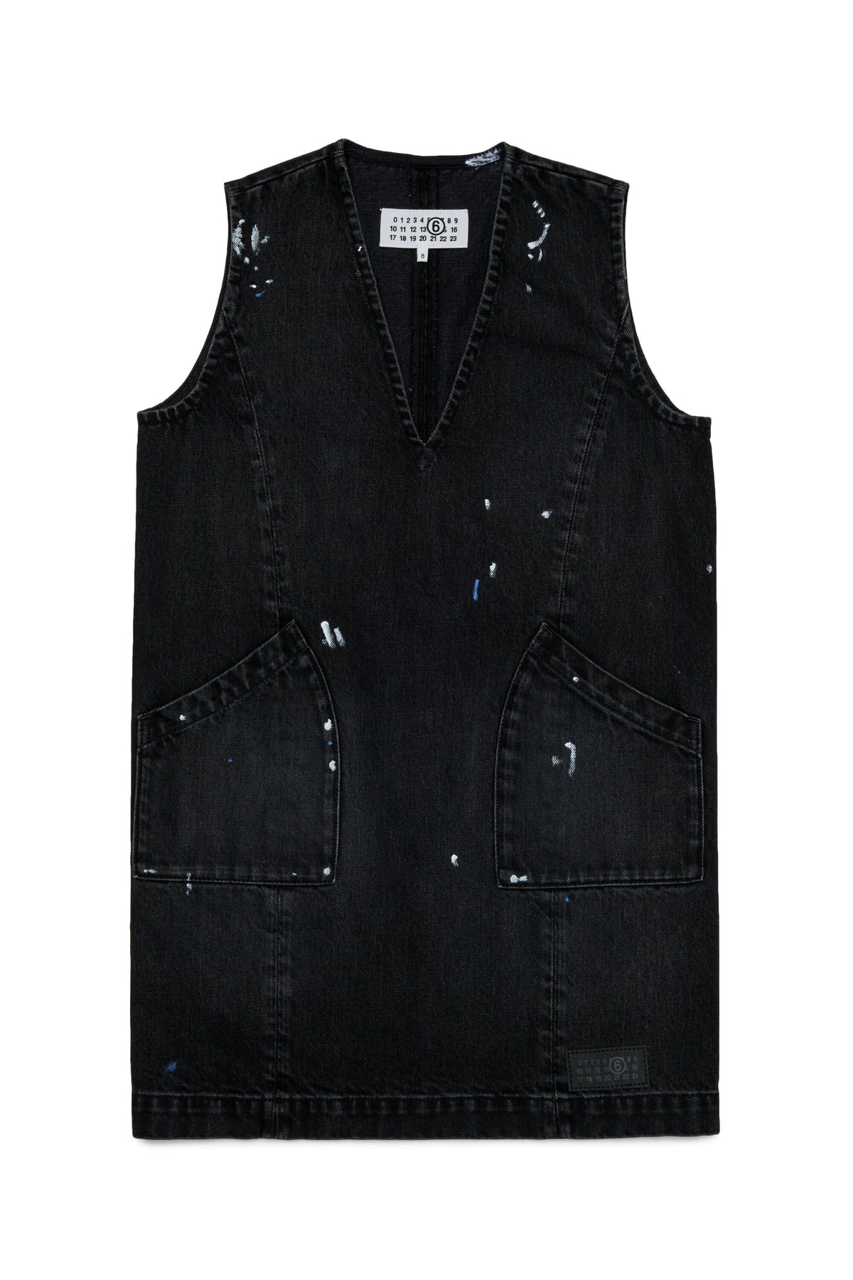 Sleeveless dress with used effect and logo