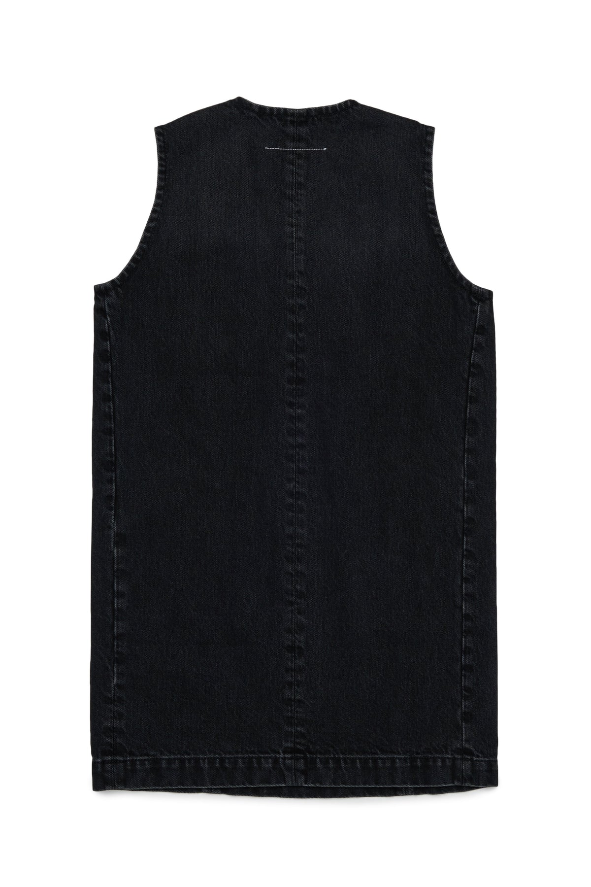 Sleeveless dress with used effect and logo