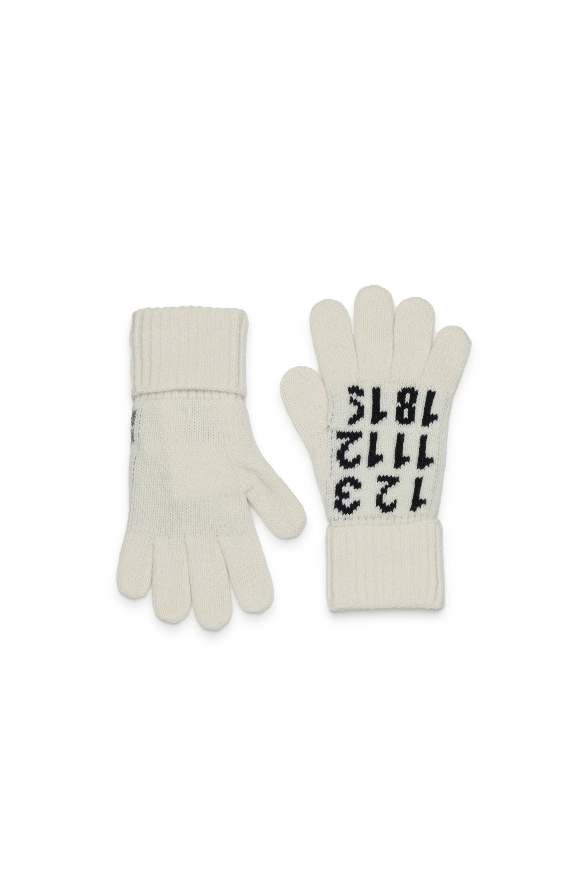 Knit gloves with numeric logo