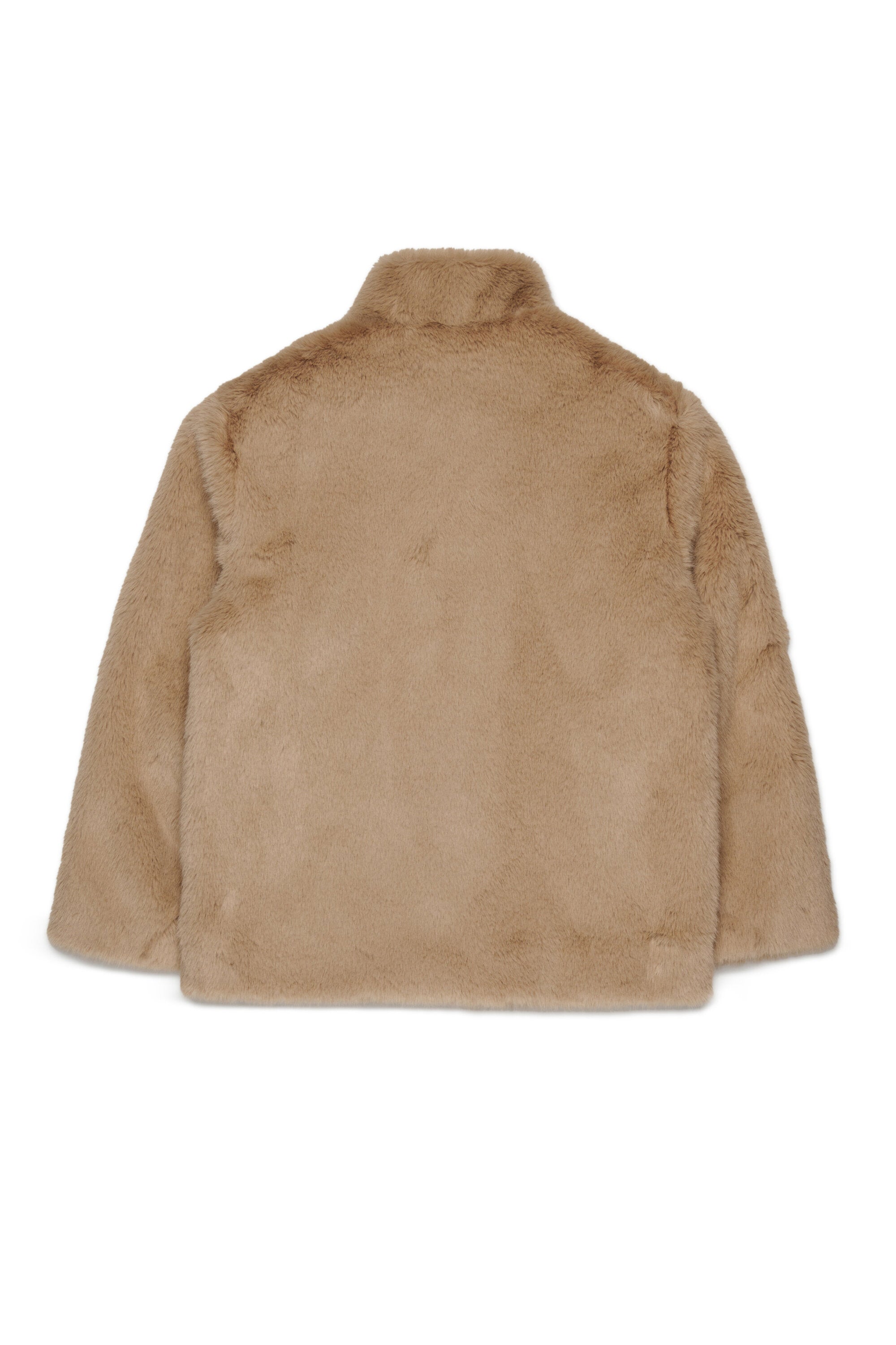 Faux fur jacket with logo