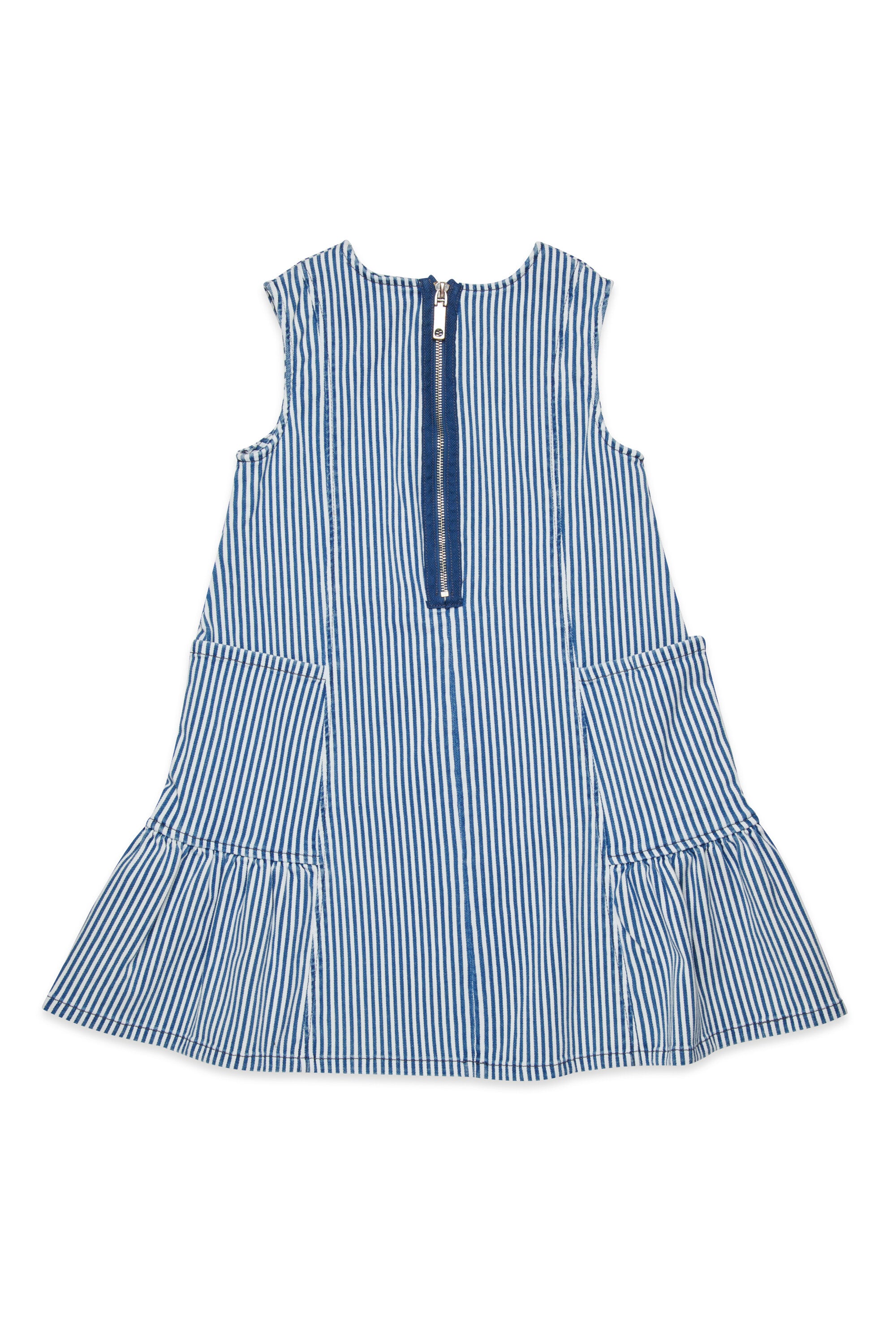 Striped denim sleeveless dress