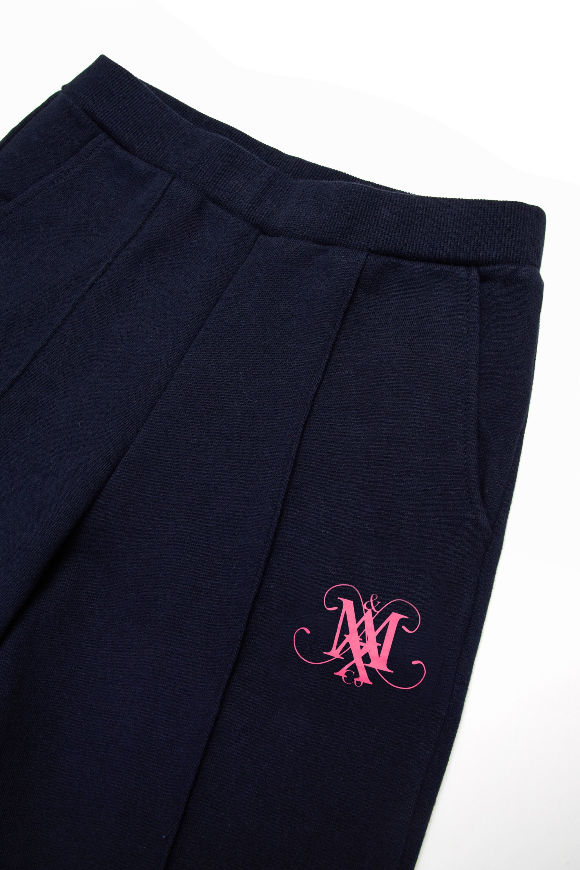 Fleece straight pants with ribbing