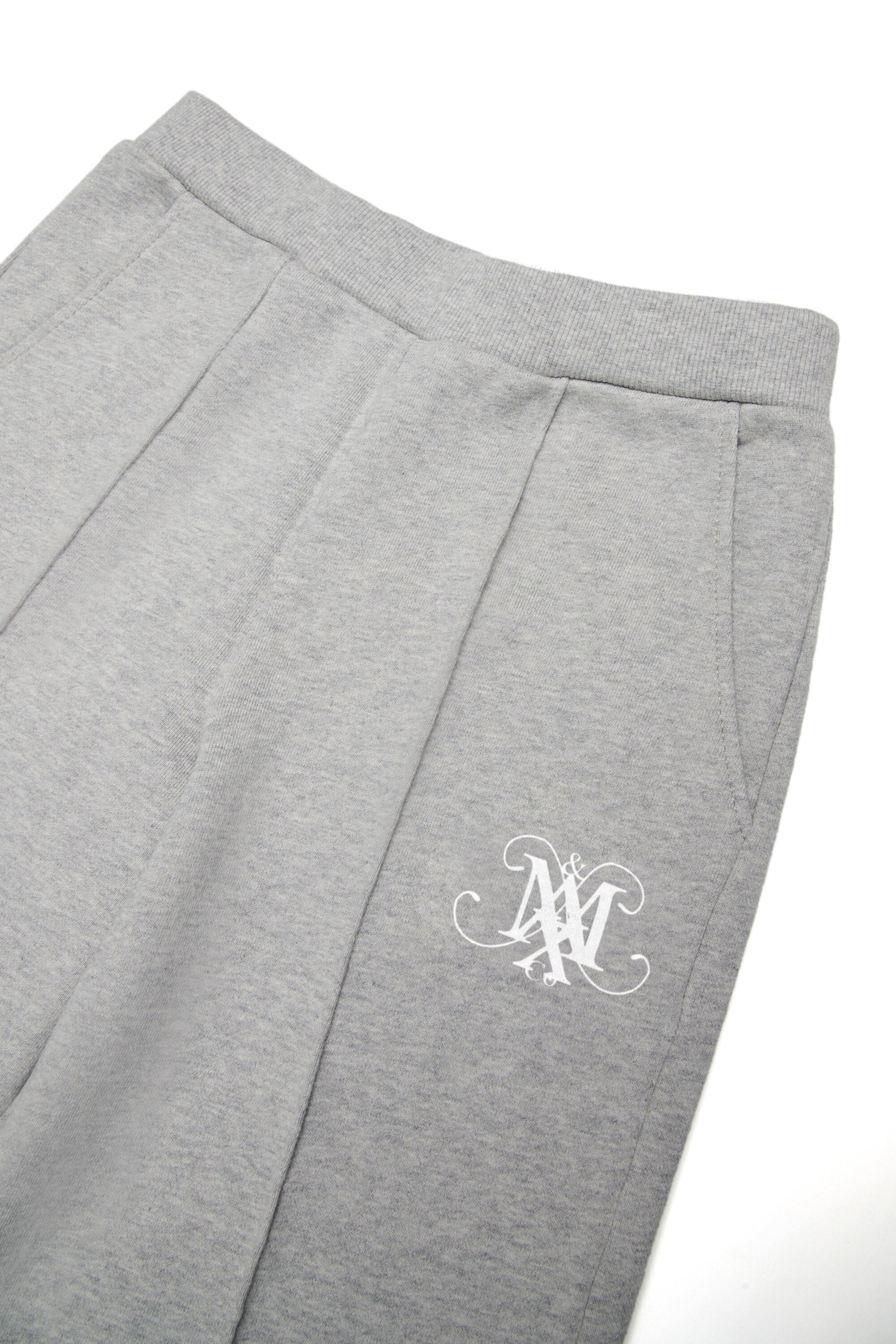 リブ入りフリースストレートパンツ