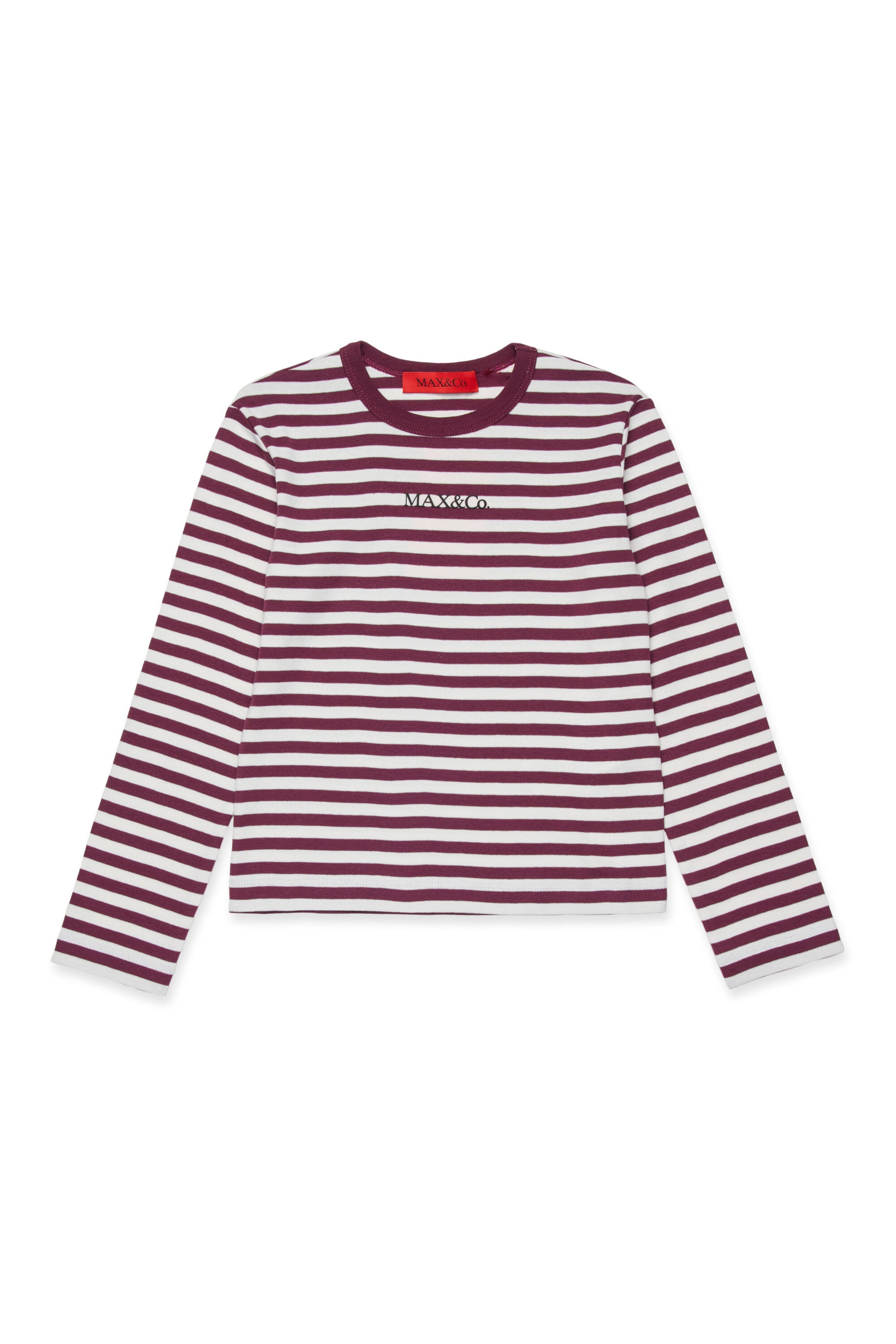 ストライプ・マイクロ・リブの長袖Tシャツ