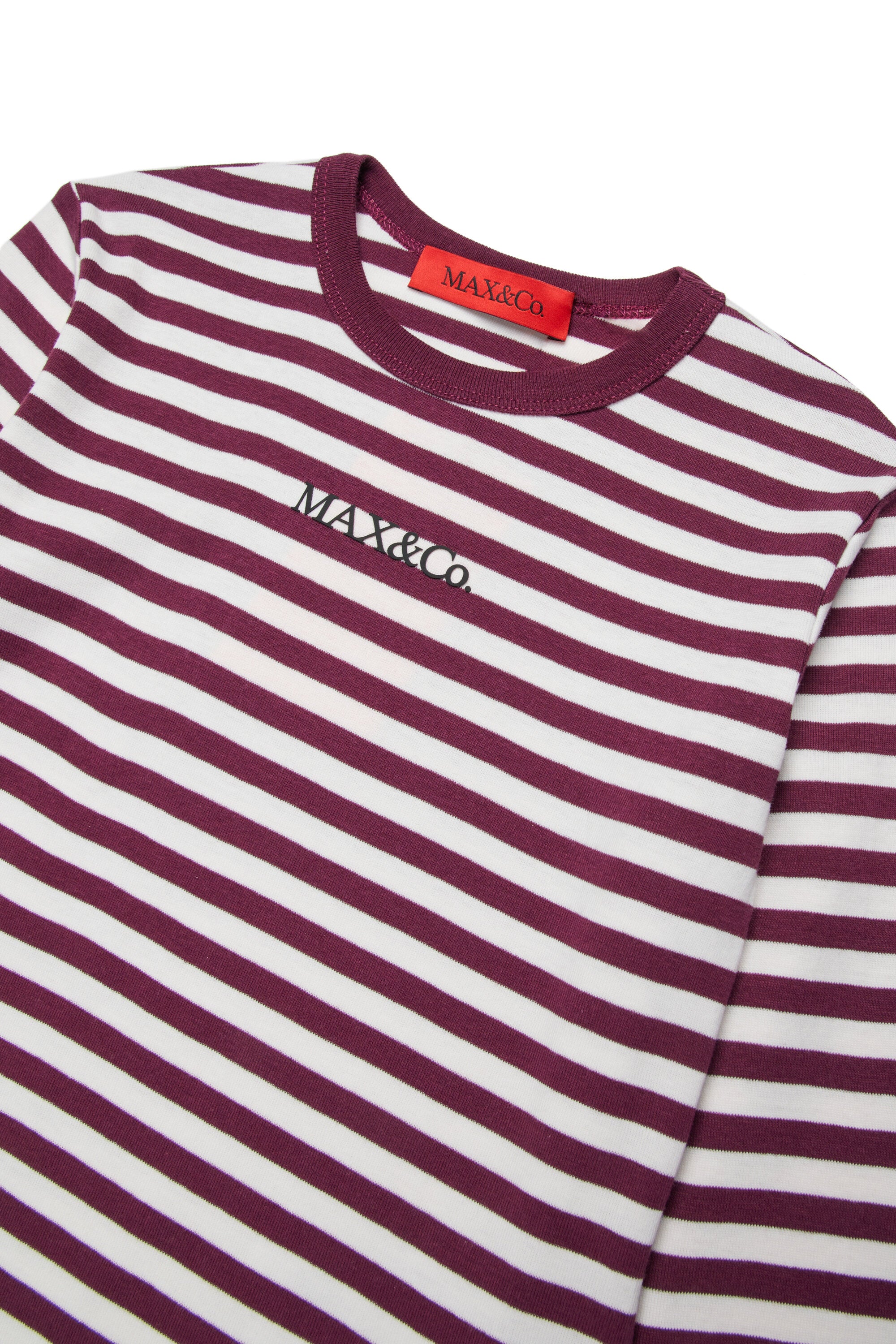 ストライプ・マイクロ・リブの長袖Tシャツ