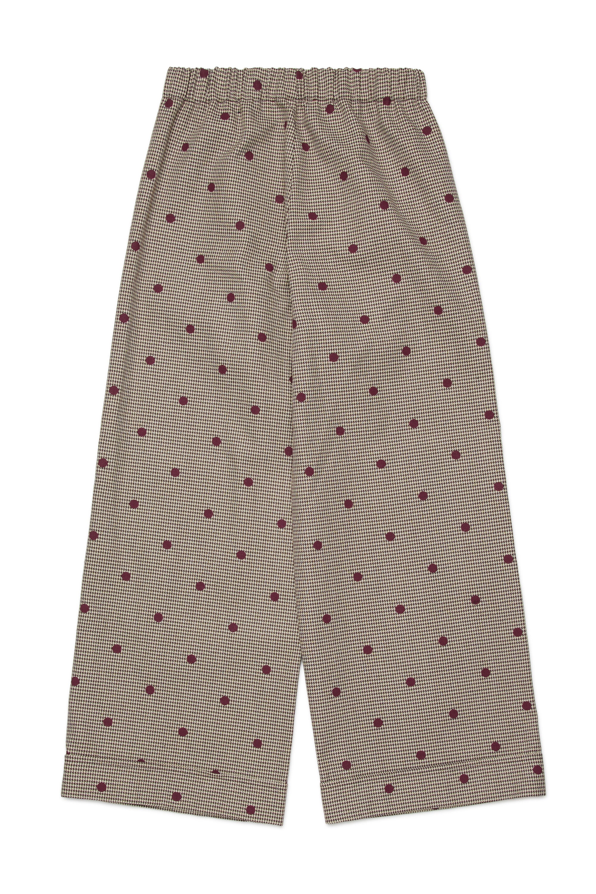 水玉模様の千鳥格子のストレートパンツ