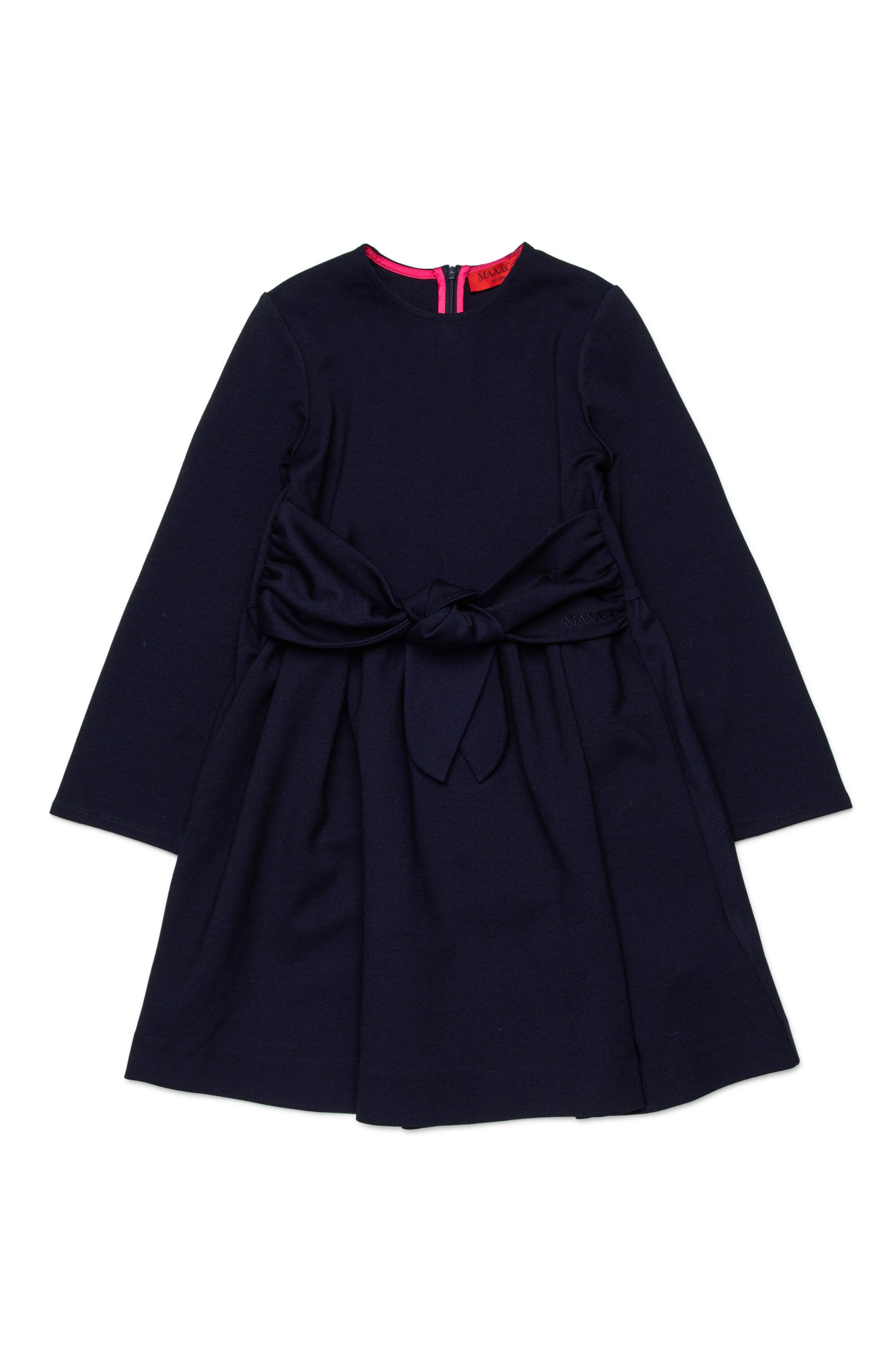 フロントノットのミラノ風ステッチショートドレス