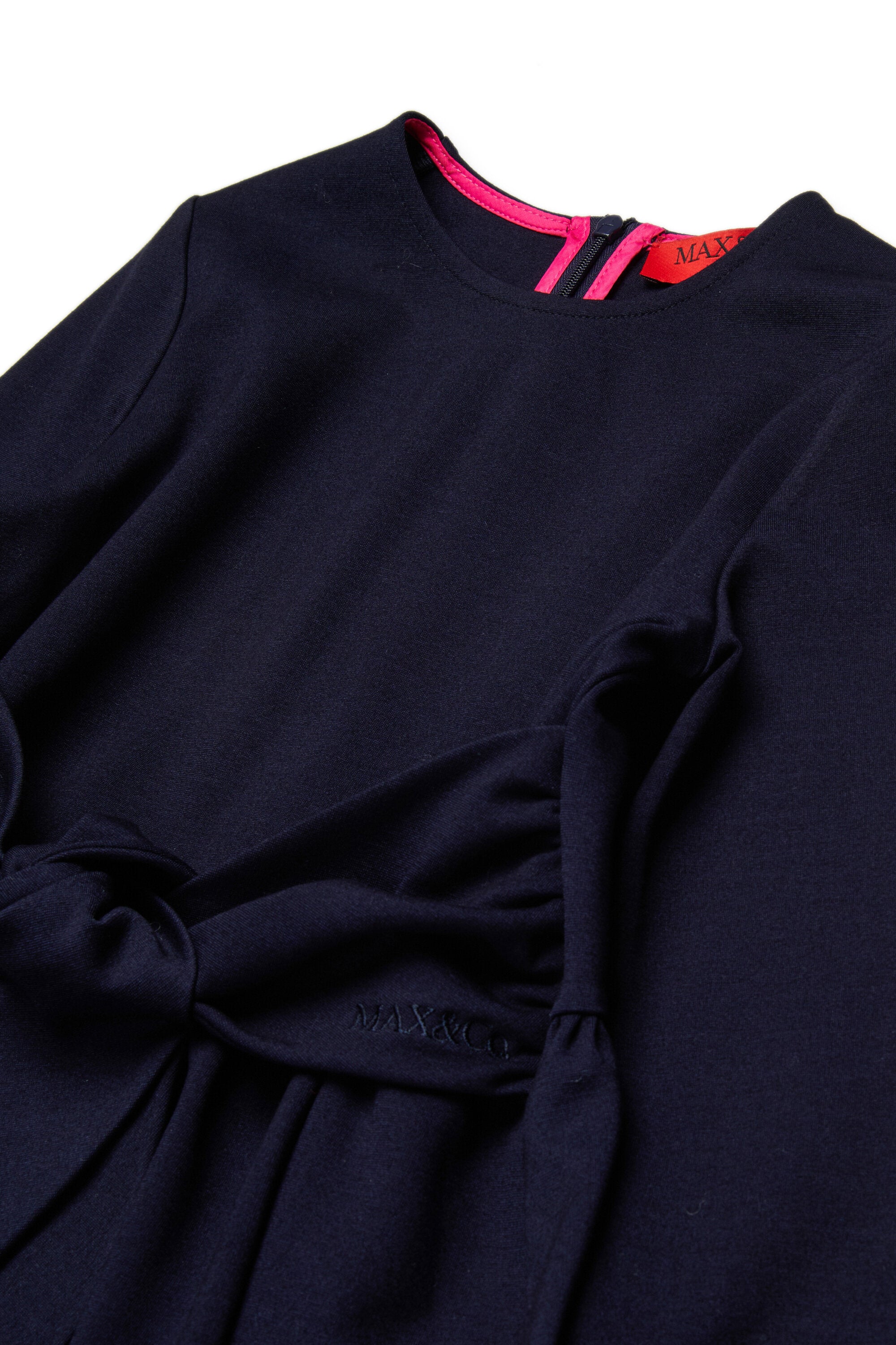 フロントノットのミラノ風ステッチショートドレス