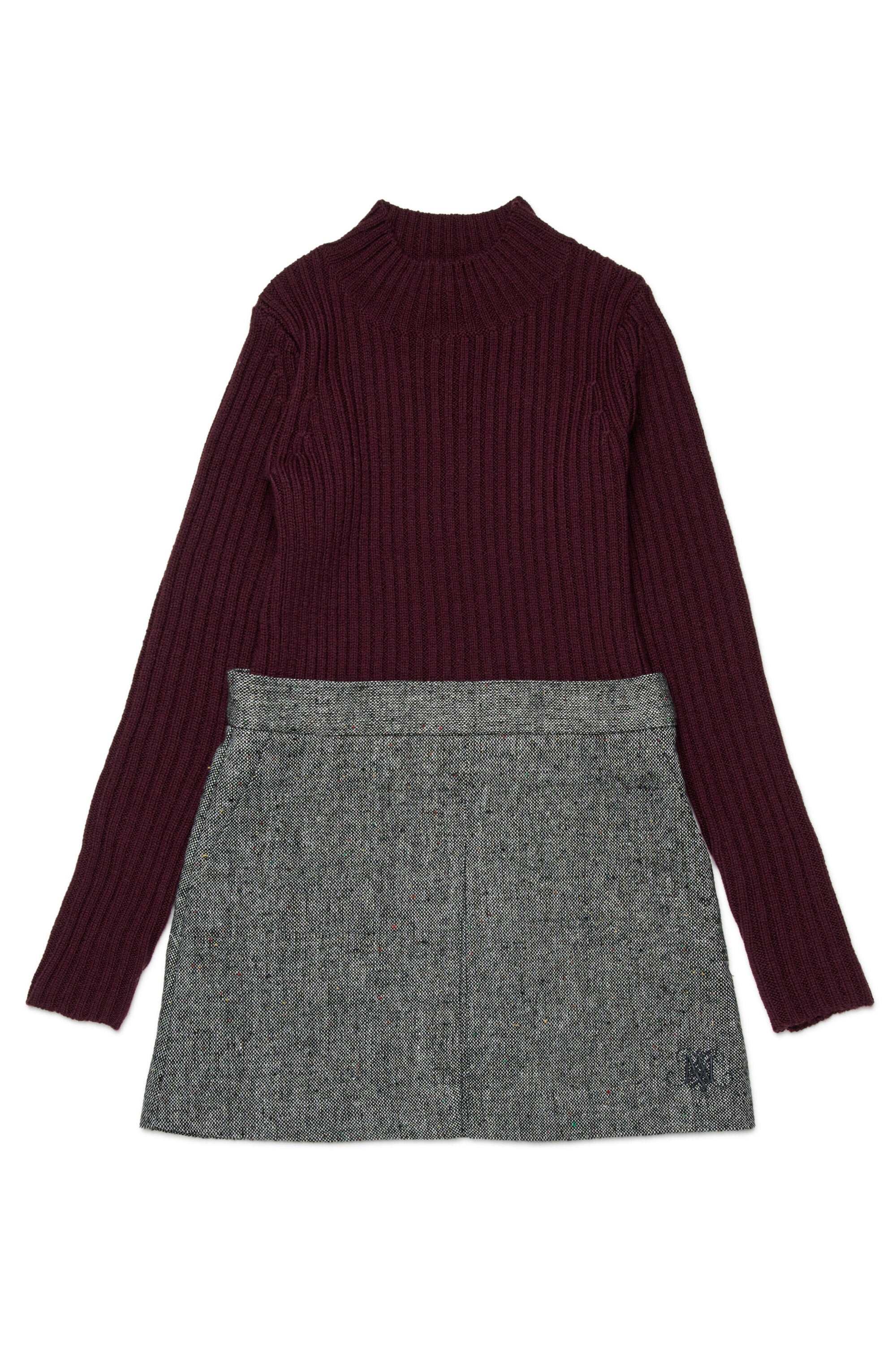 ニットとツイードのミニ・ドレス