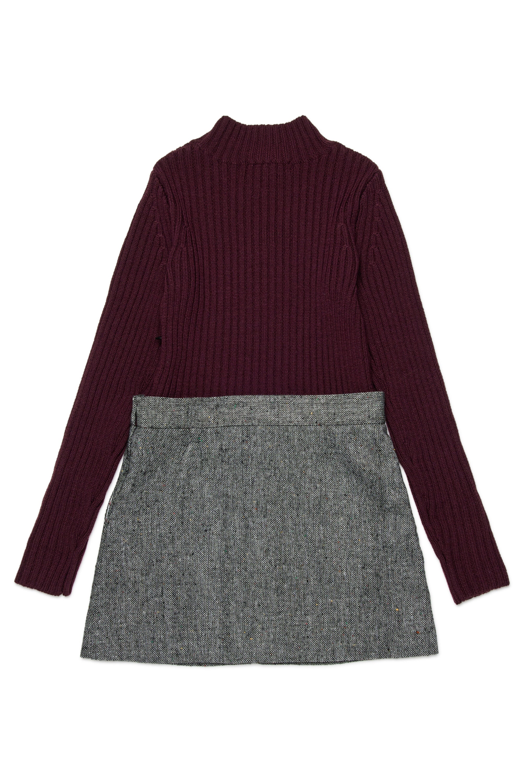 ニットとツイードのミニ・ドレス