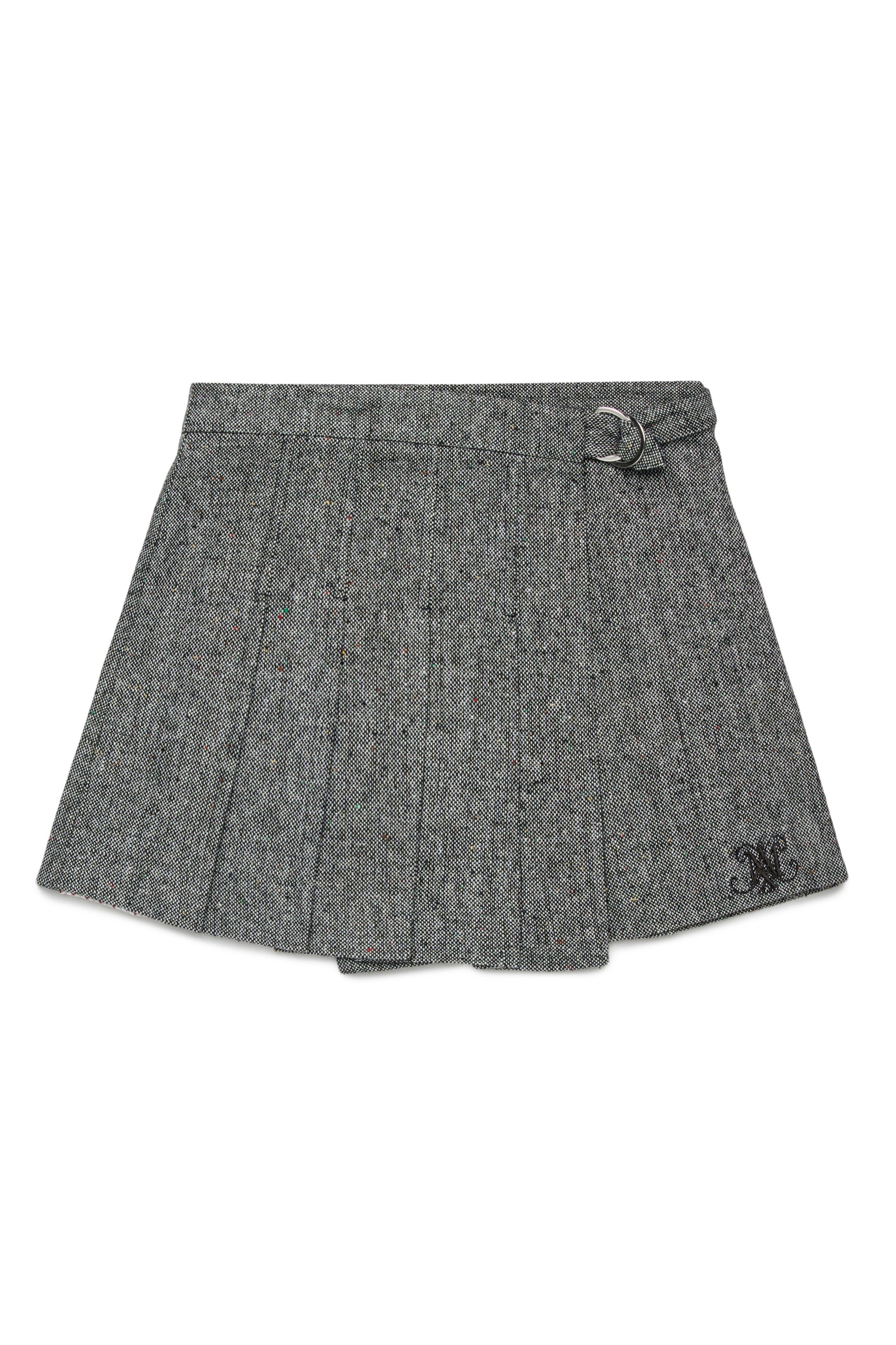 Short tweed wrap skirt