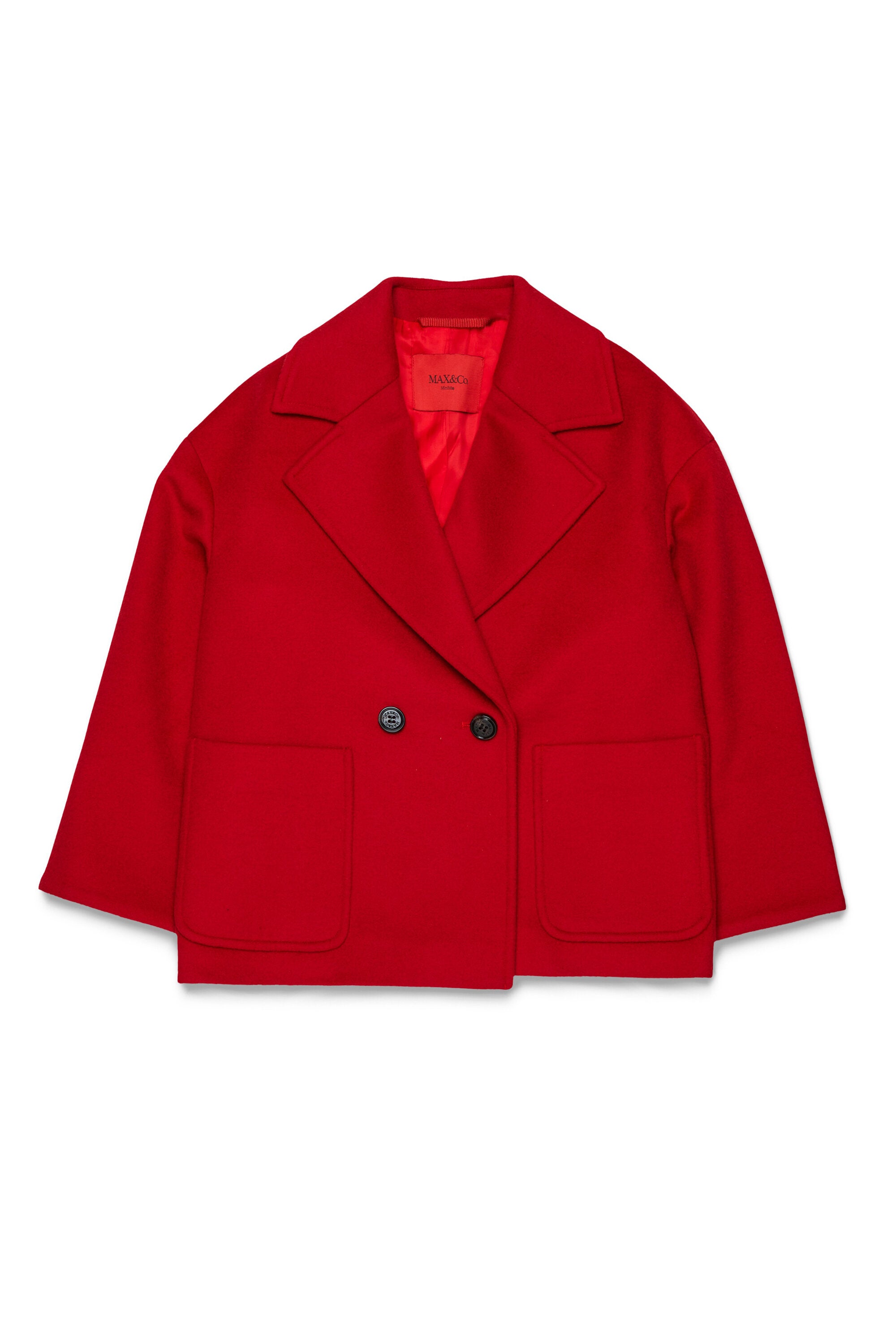 Shaved wool double-breasted caban coat