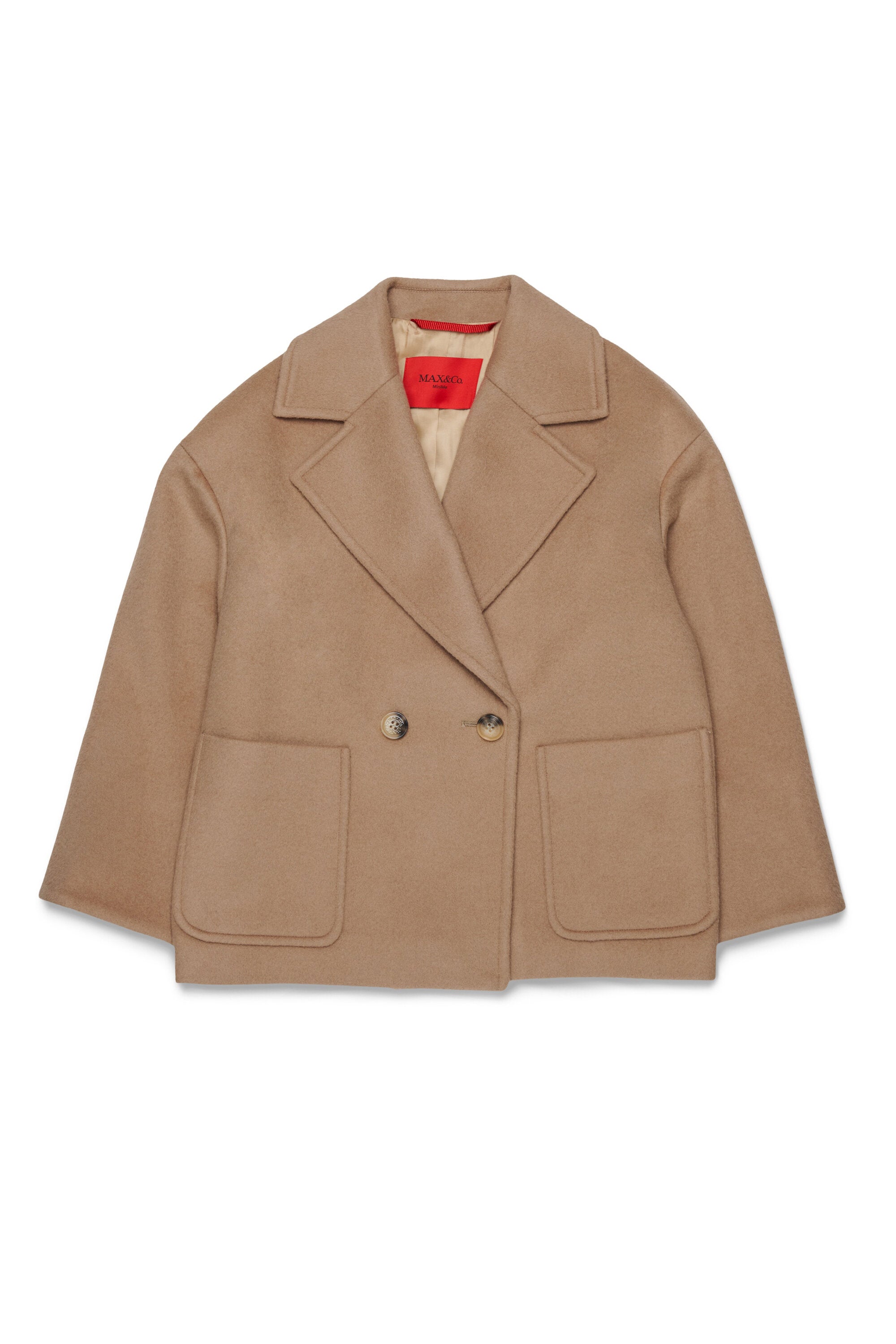 Shaved wool double-breasted caban coat