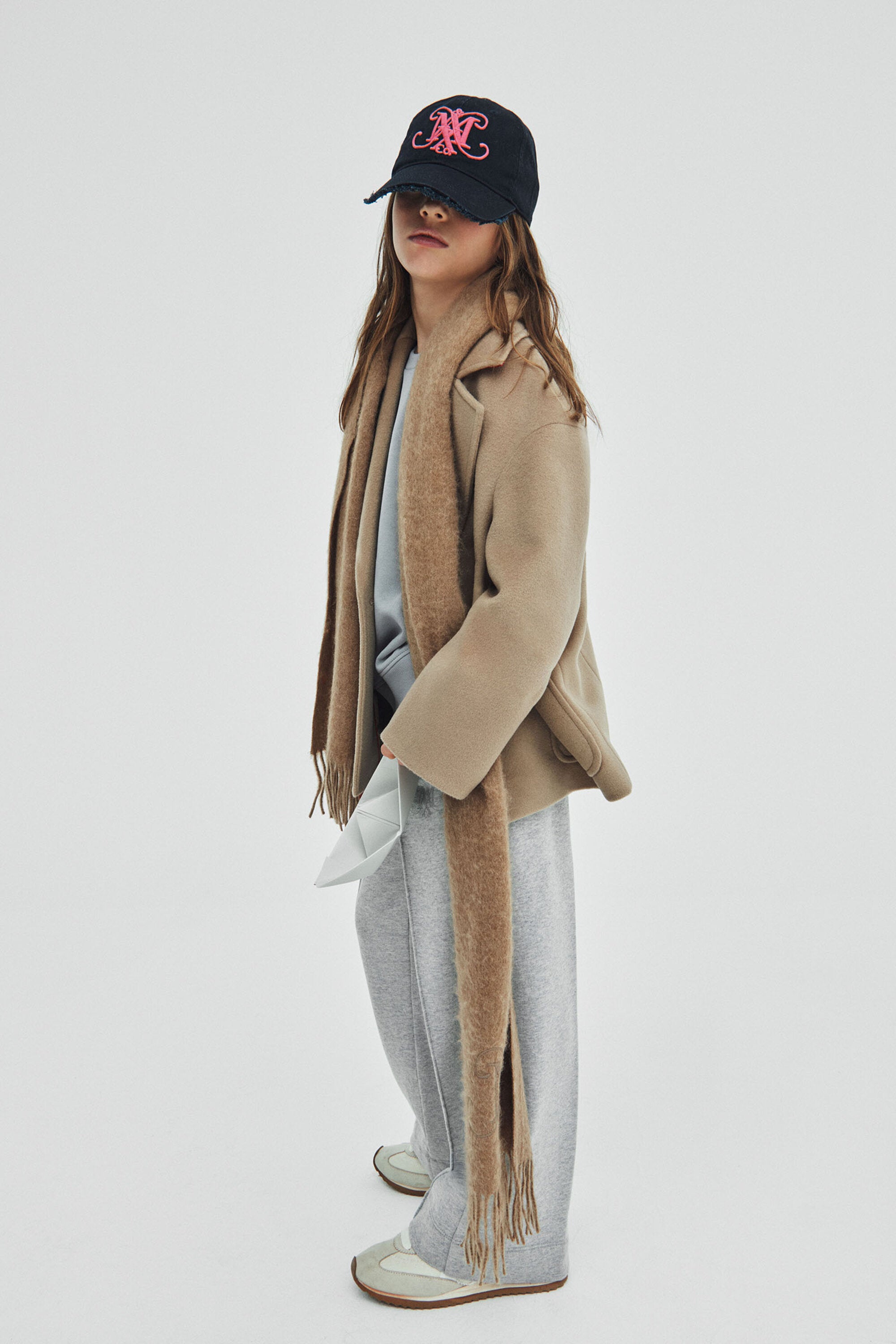 シェービング・ウールのダブルブレスト・カバン・コート