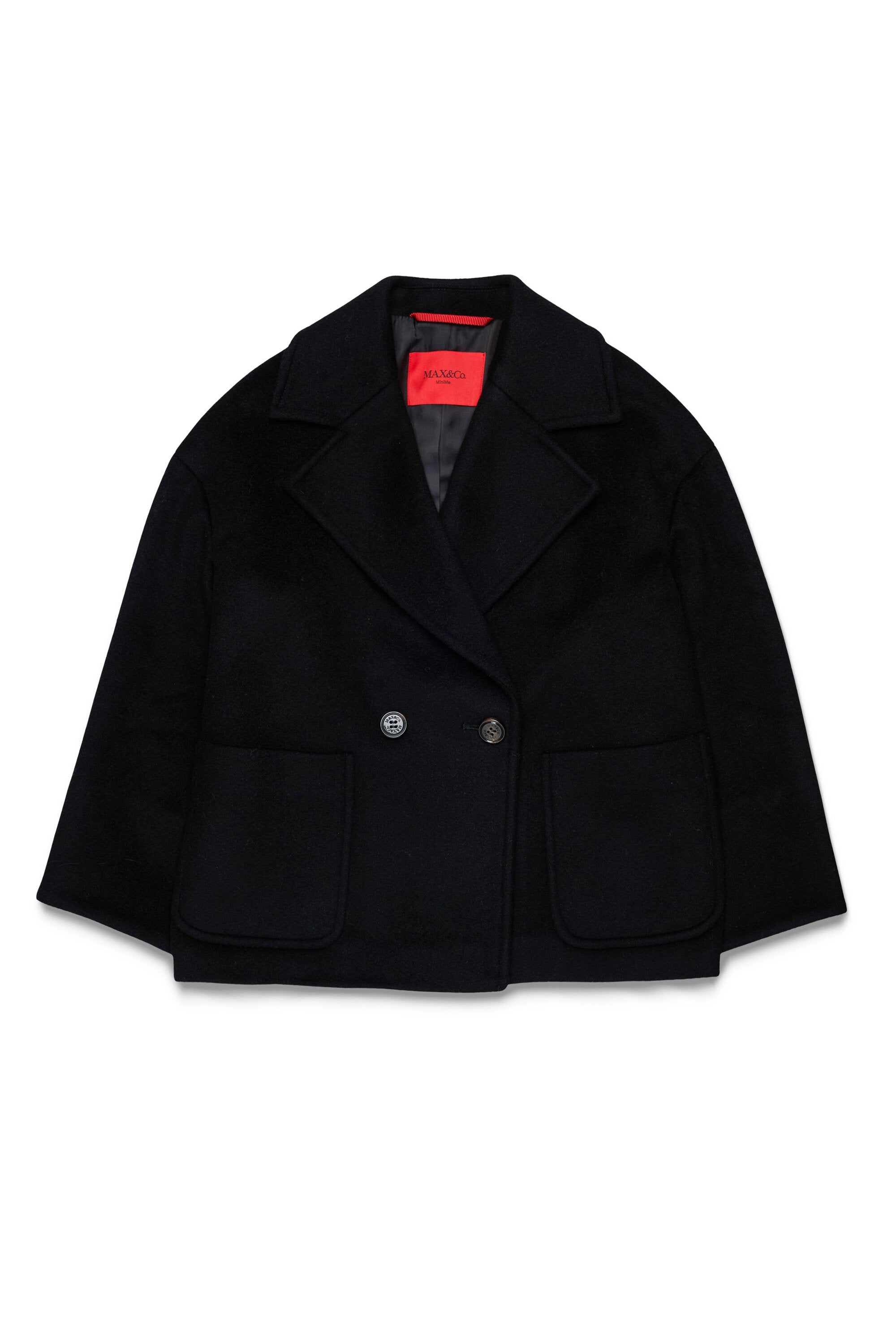 Shaved wool double-breasted caban coat