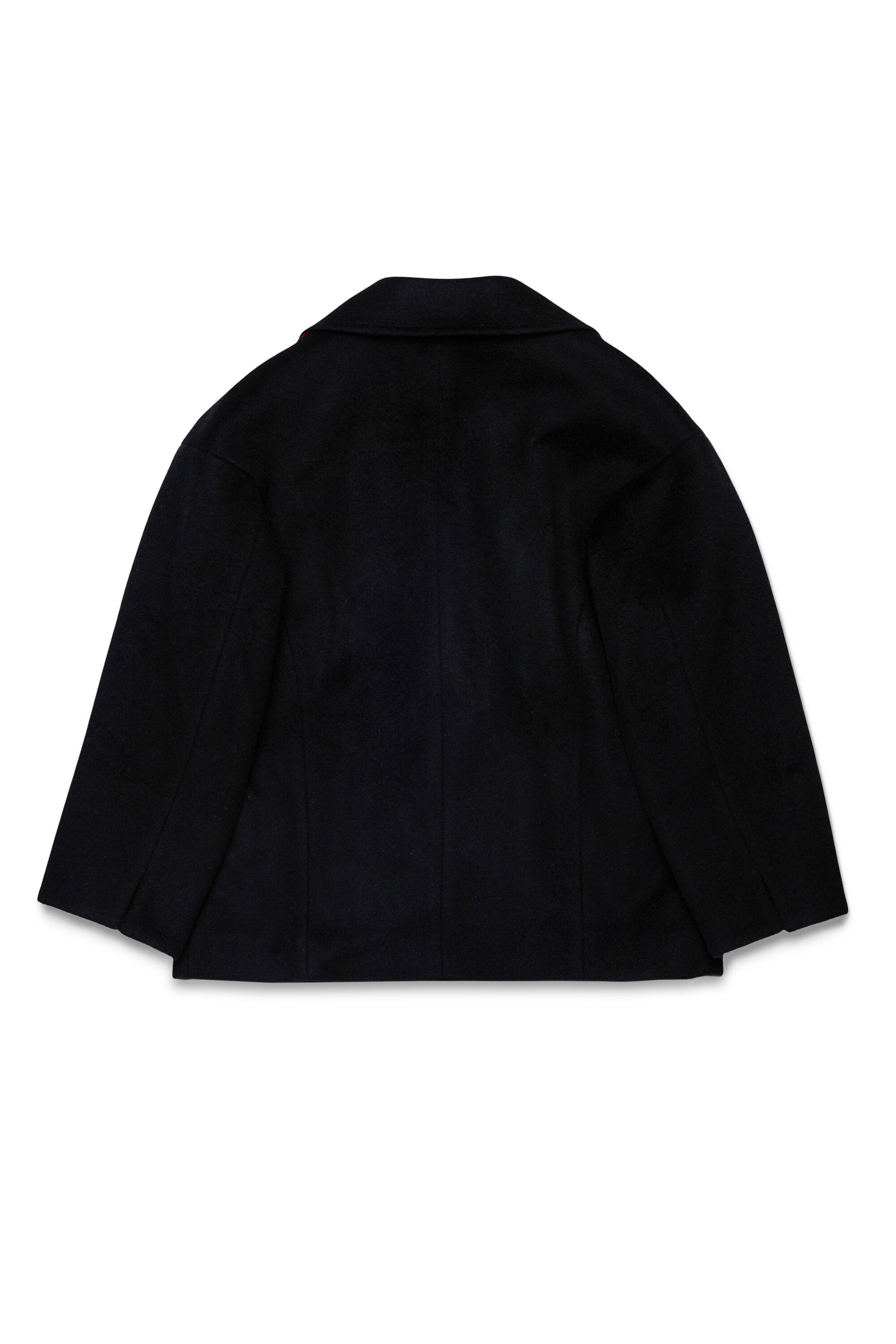 Shaved wool double-breasted caban coat