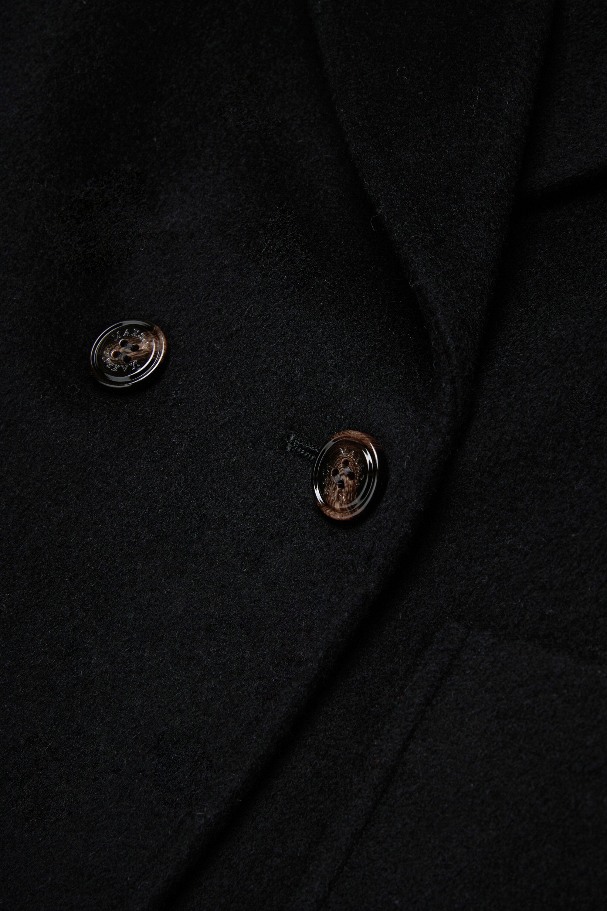 Shaved wool double-breasted caban coat