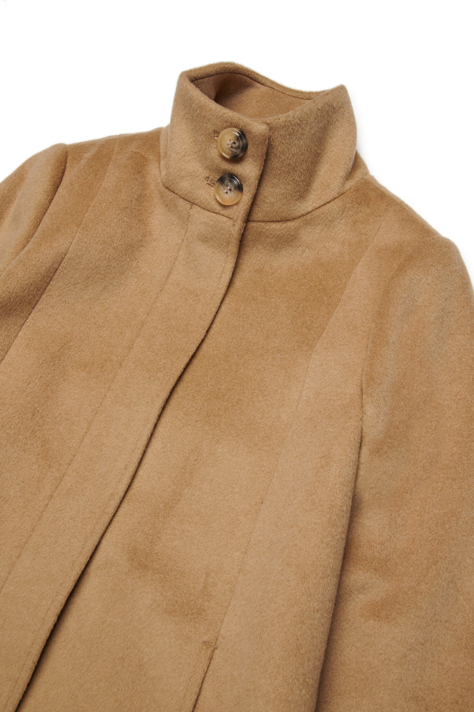 Aシェイプ・ウール混ロングコート