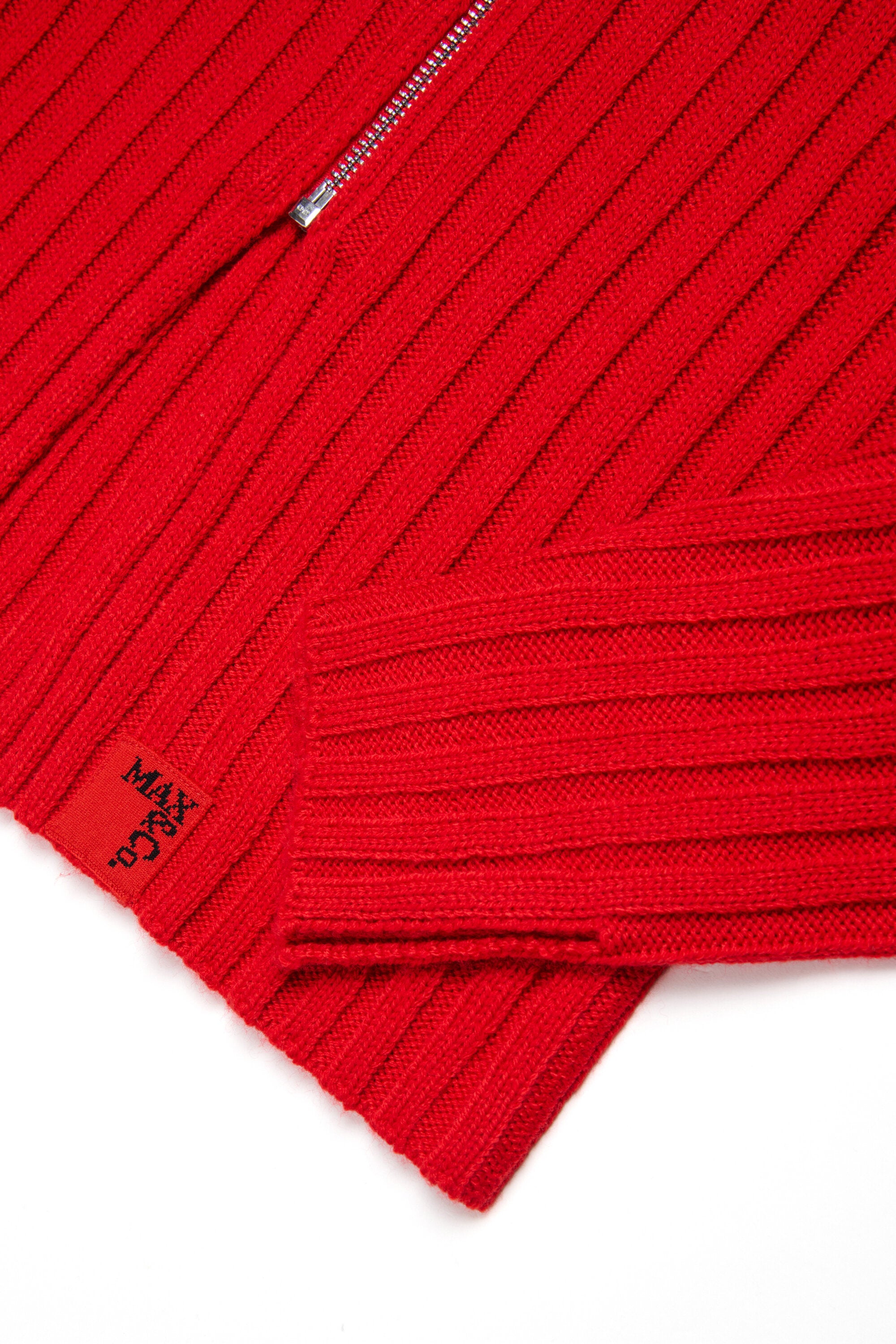 リブ編みウール混タートルネックカーディガン