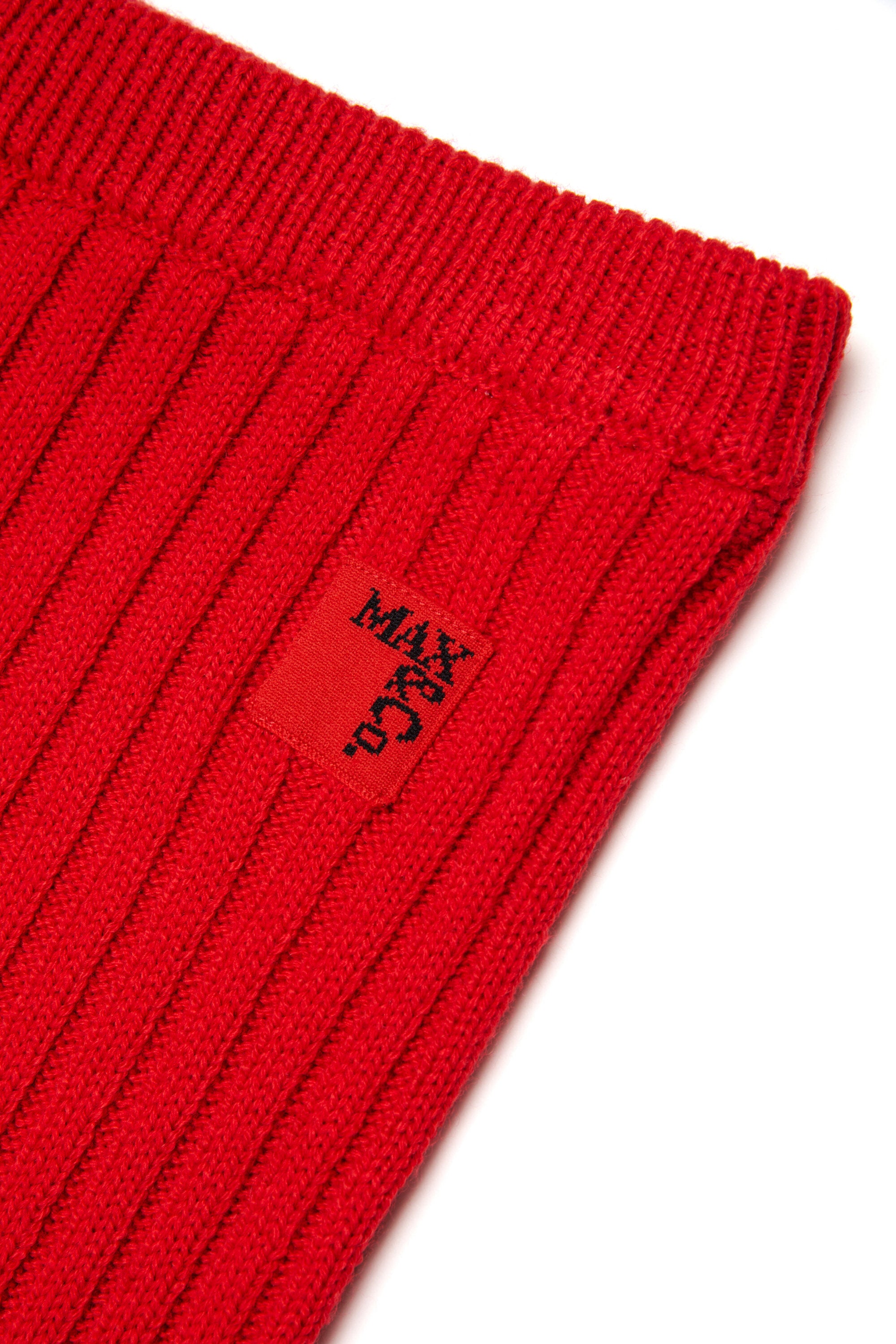 リブ編みウール混ニットパンツ