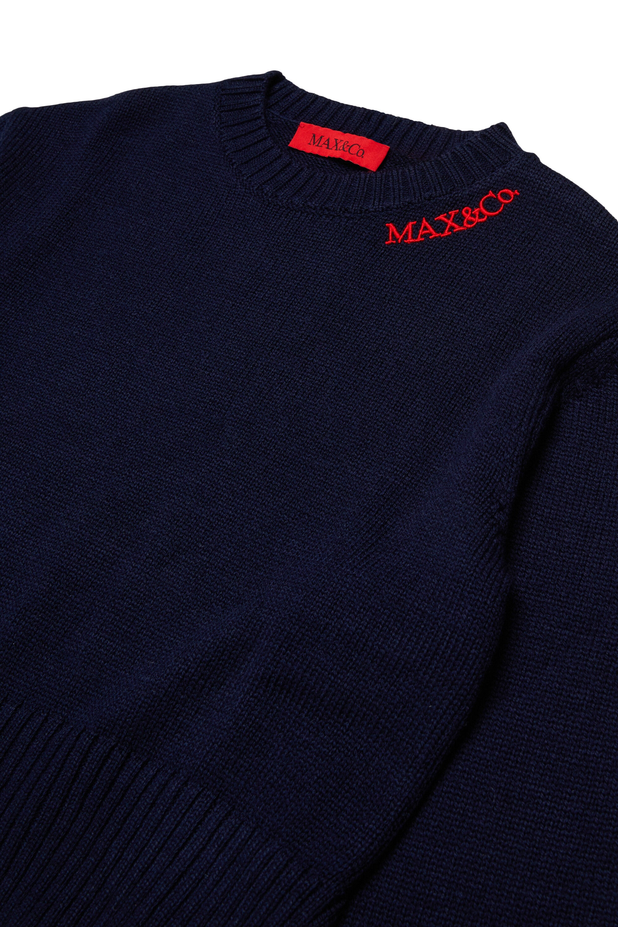 刺繍ロゴ入りウール混紡プルオーバー