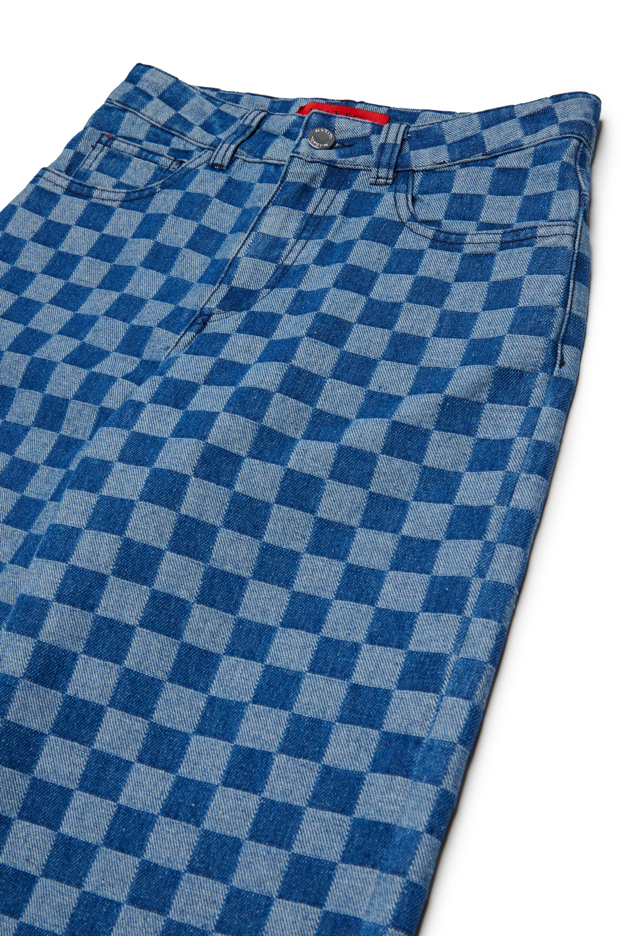 Regular jeans with check pattern