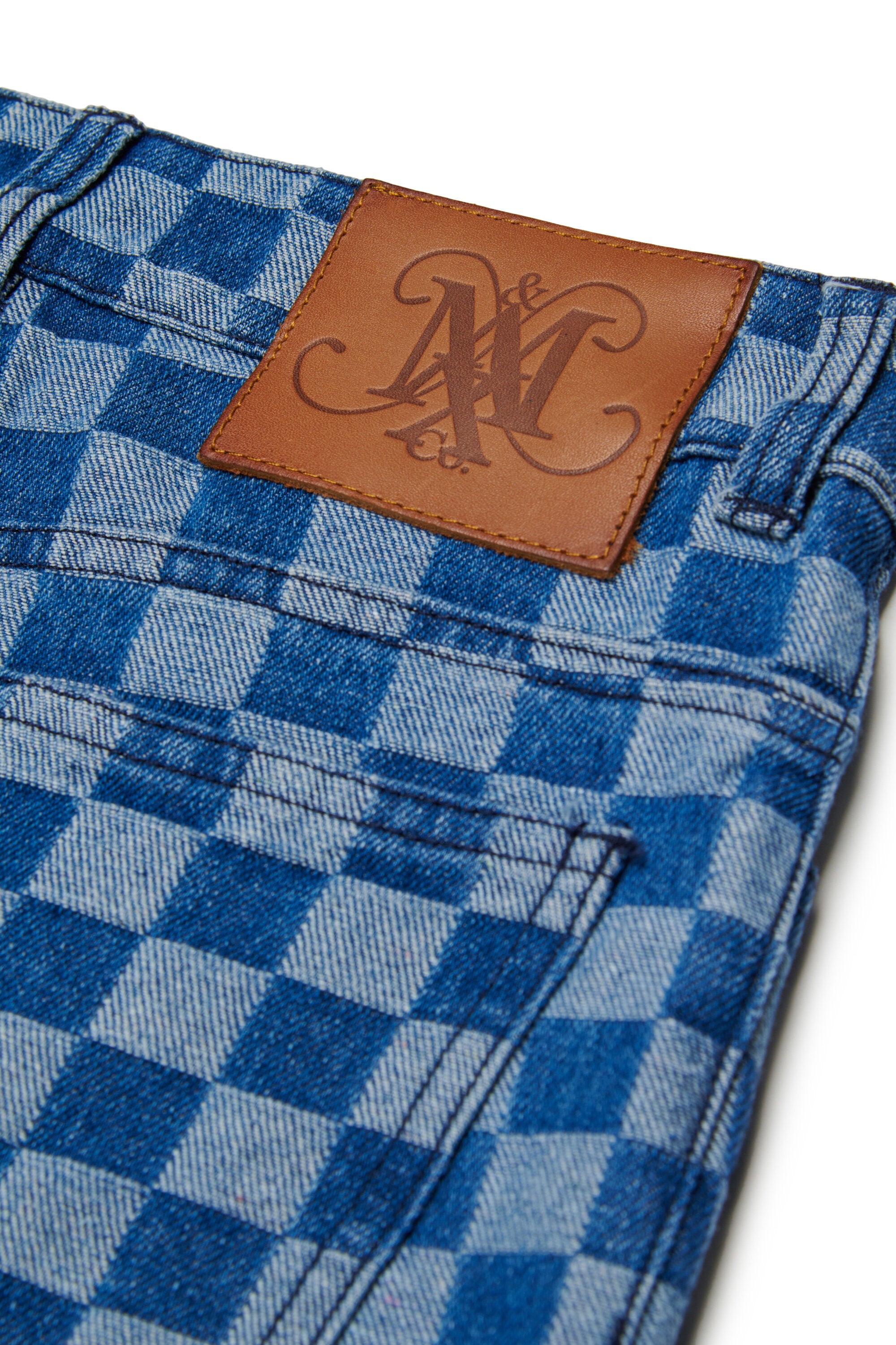 Regular jeans with check pattern