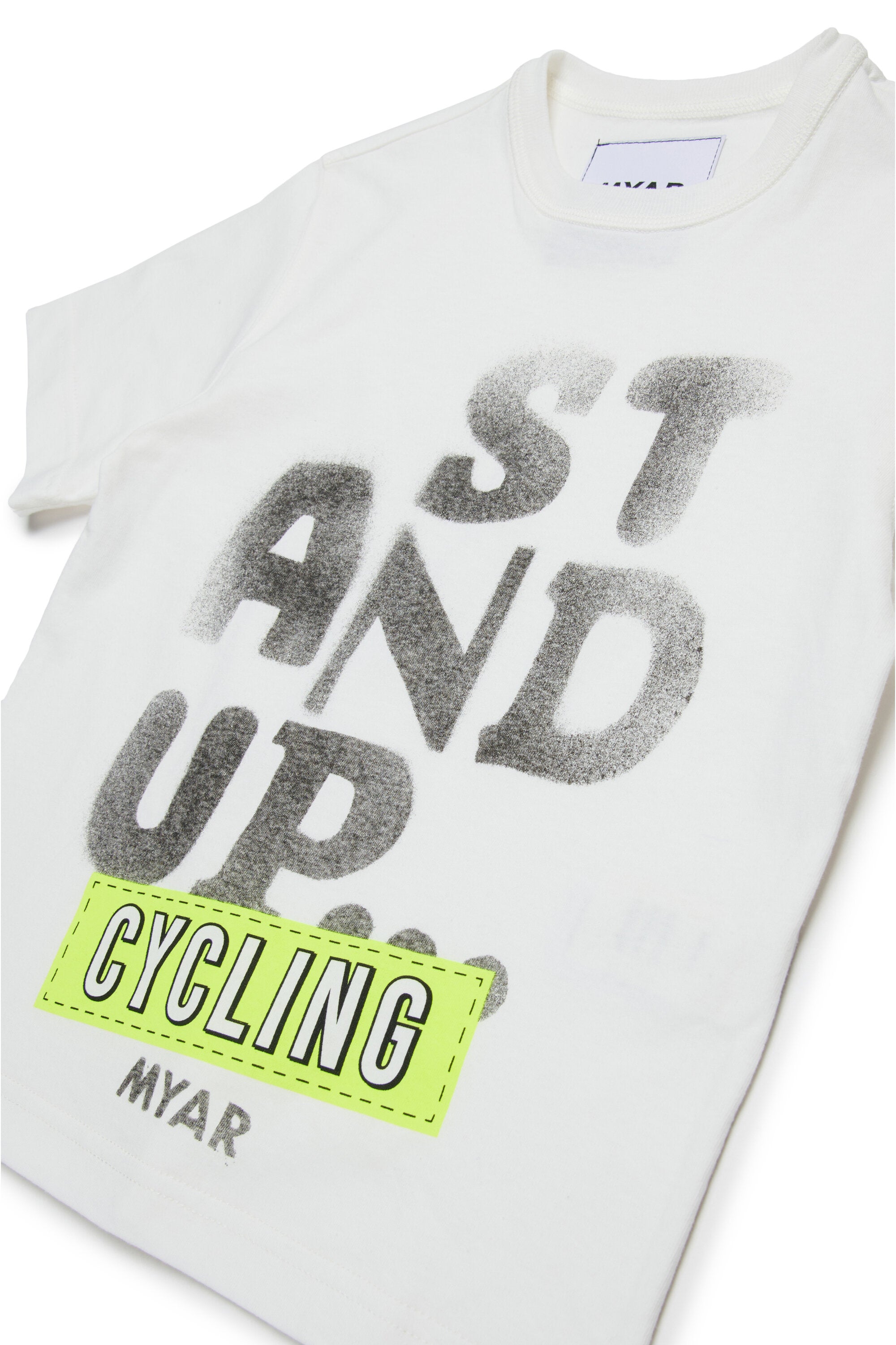 スタンドアップグラフィック入りデッドストックコットンTシャツ