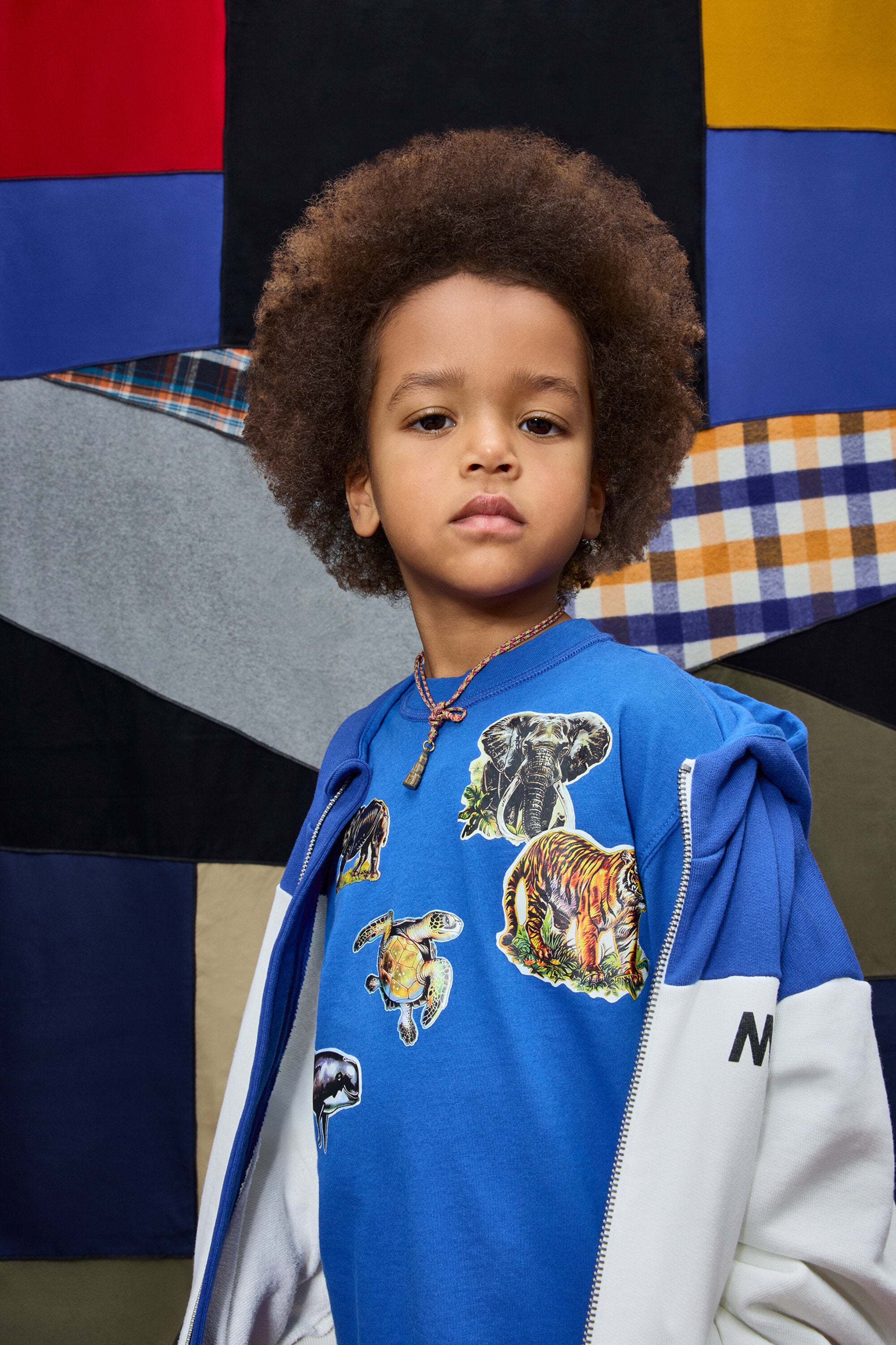 絶滅危惧動物グラフィックステッカー付き半袖Tシャツ