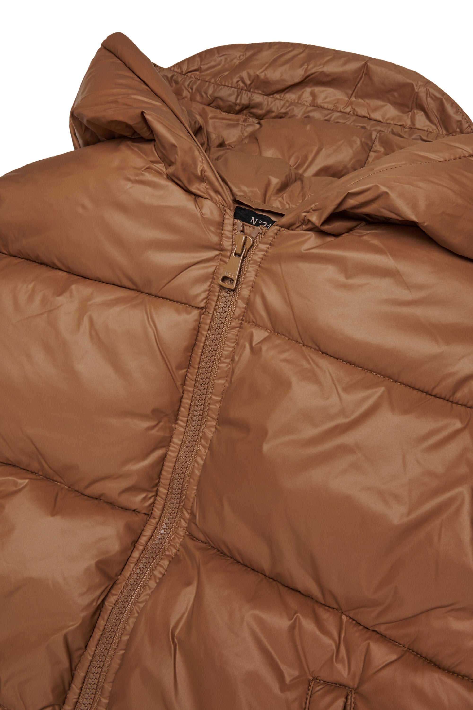 Short padded jacket with asymmetrical bottom