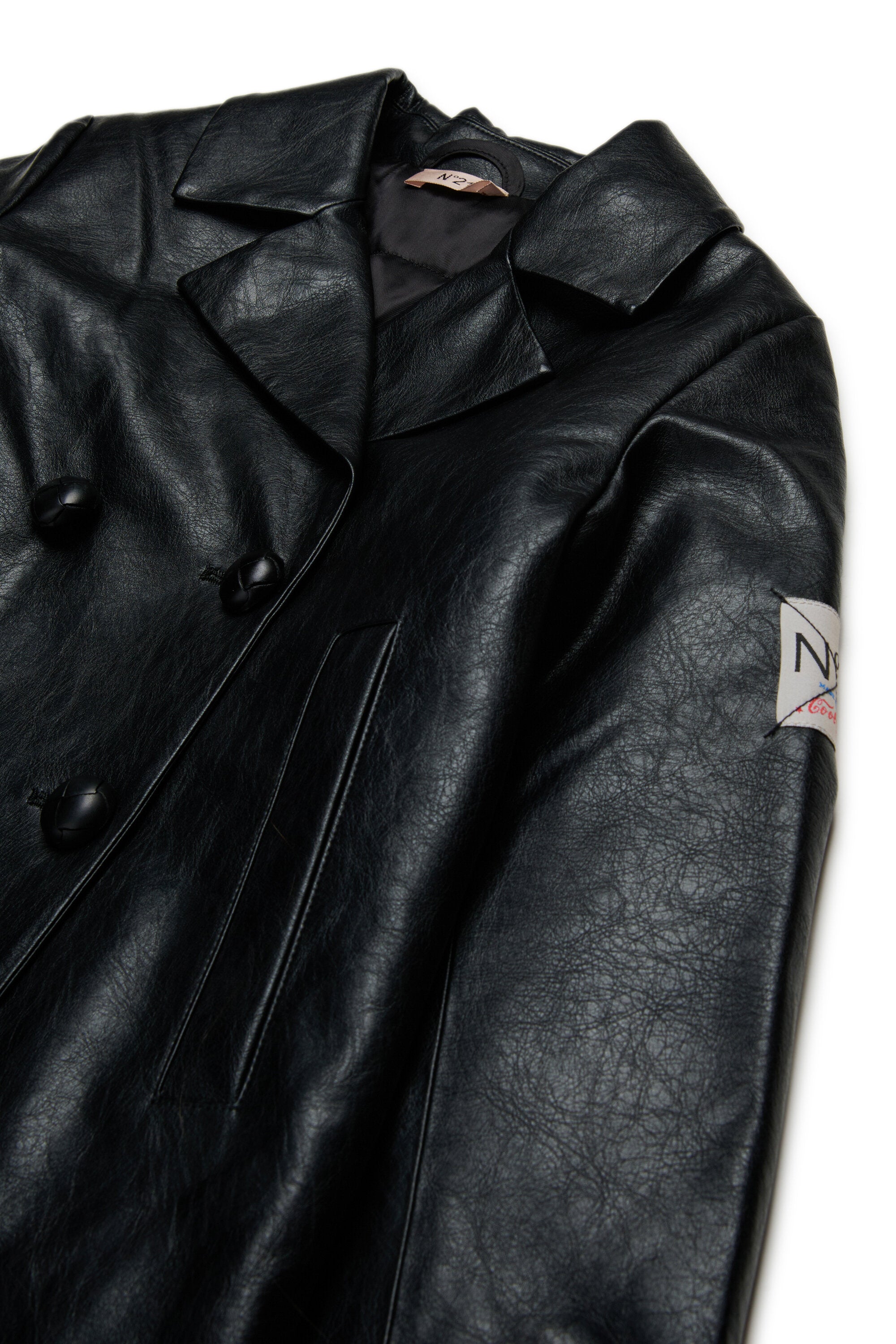 Double-breasted coated fabric jacket