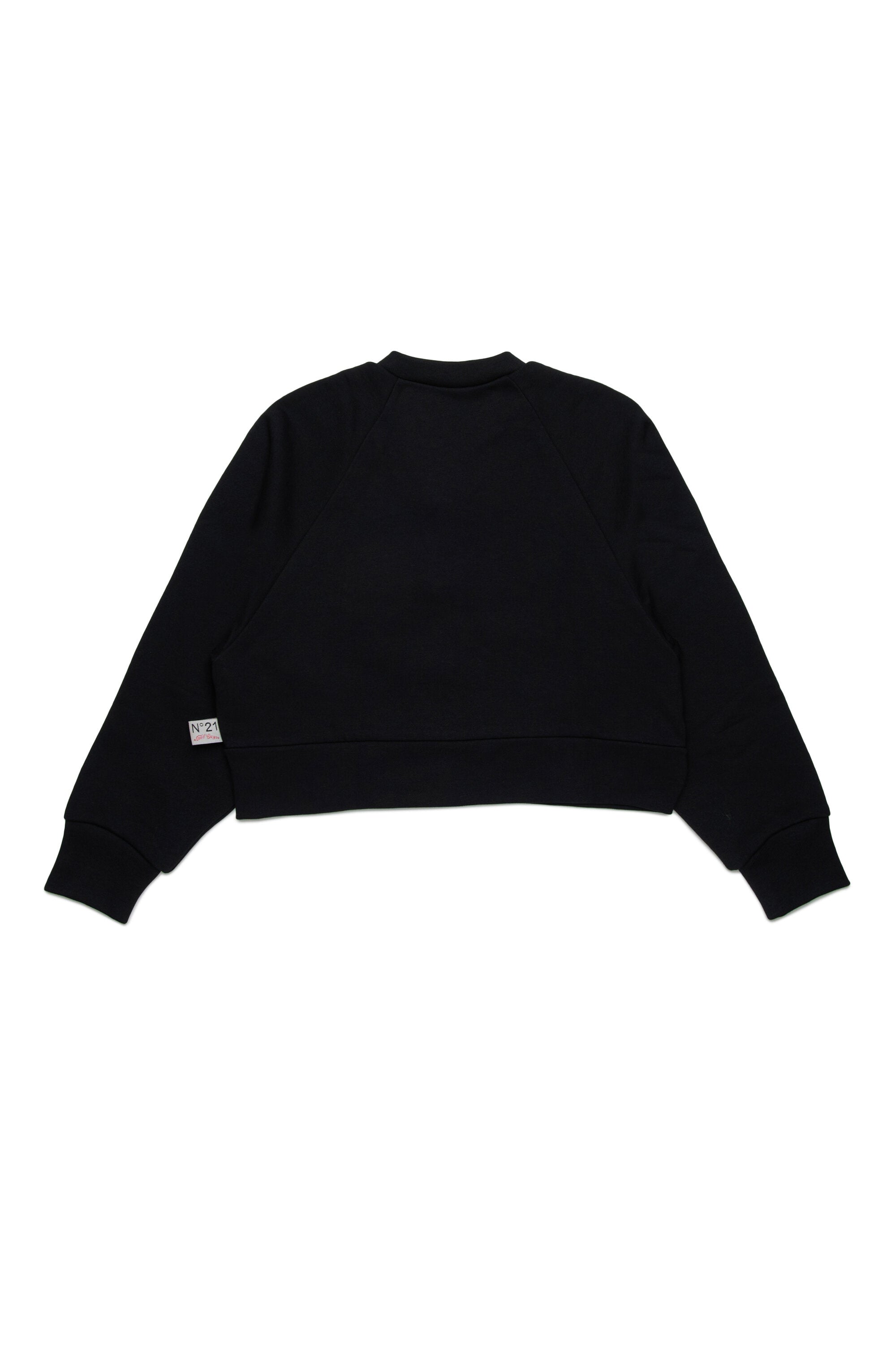 ジュエルボタン付きカーディガン風スウェットシャツ