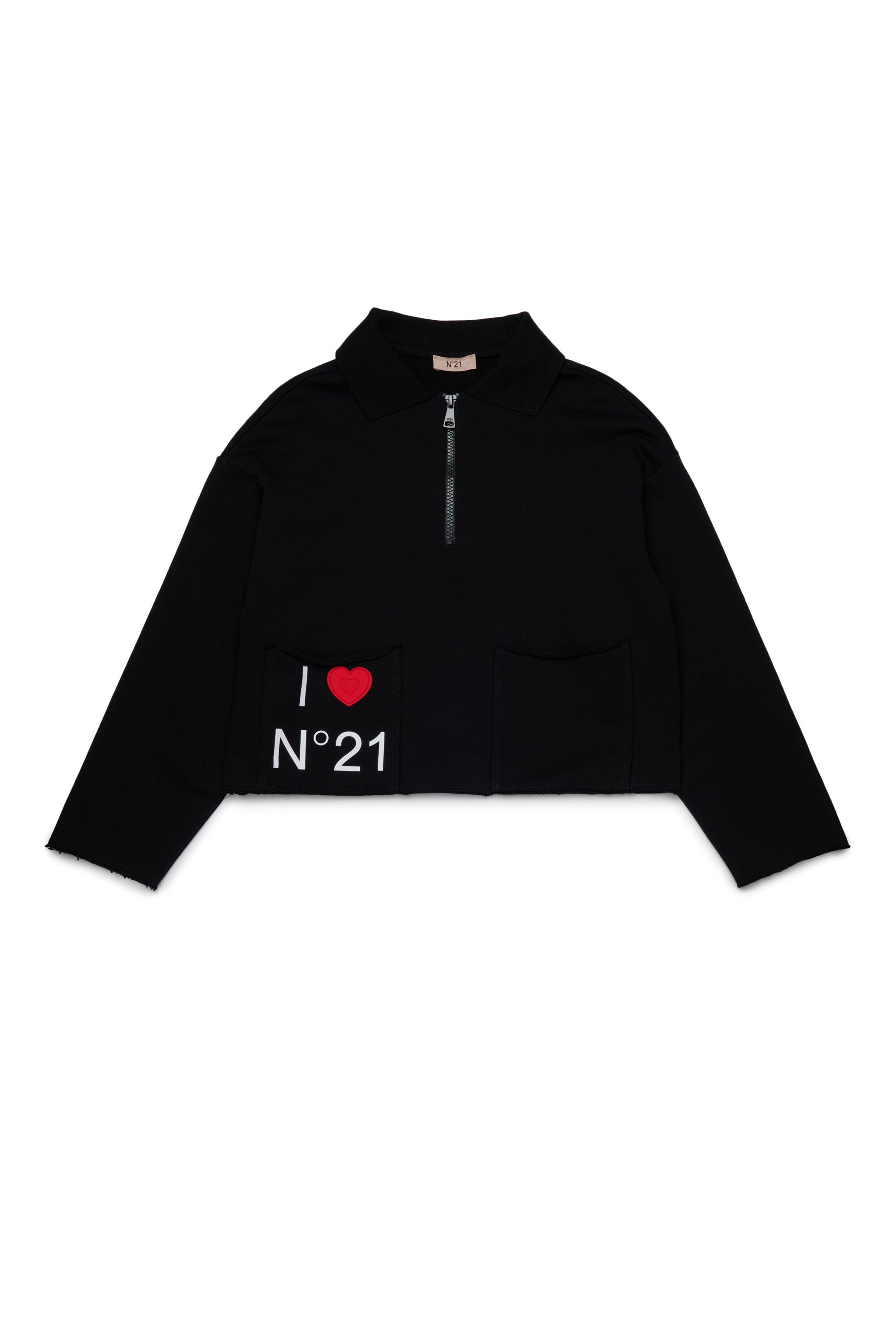 プリント入りジップ付きスウェットシャツ I Love N°21