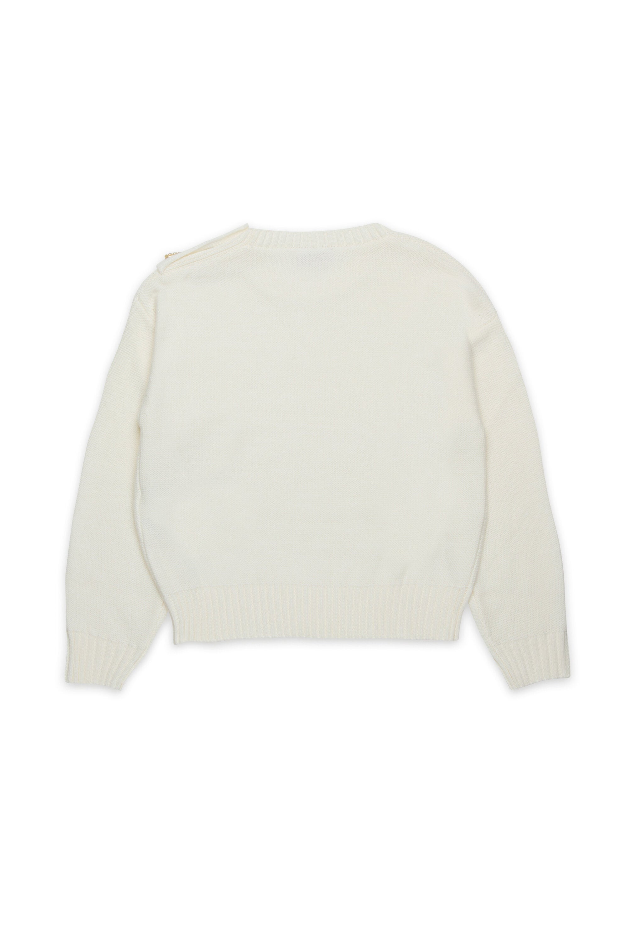 ジュエルボタンのウール混プルオーバー