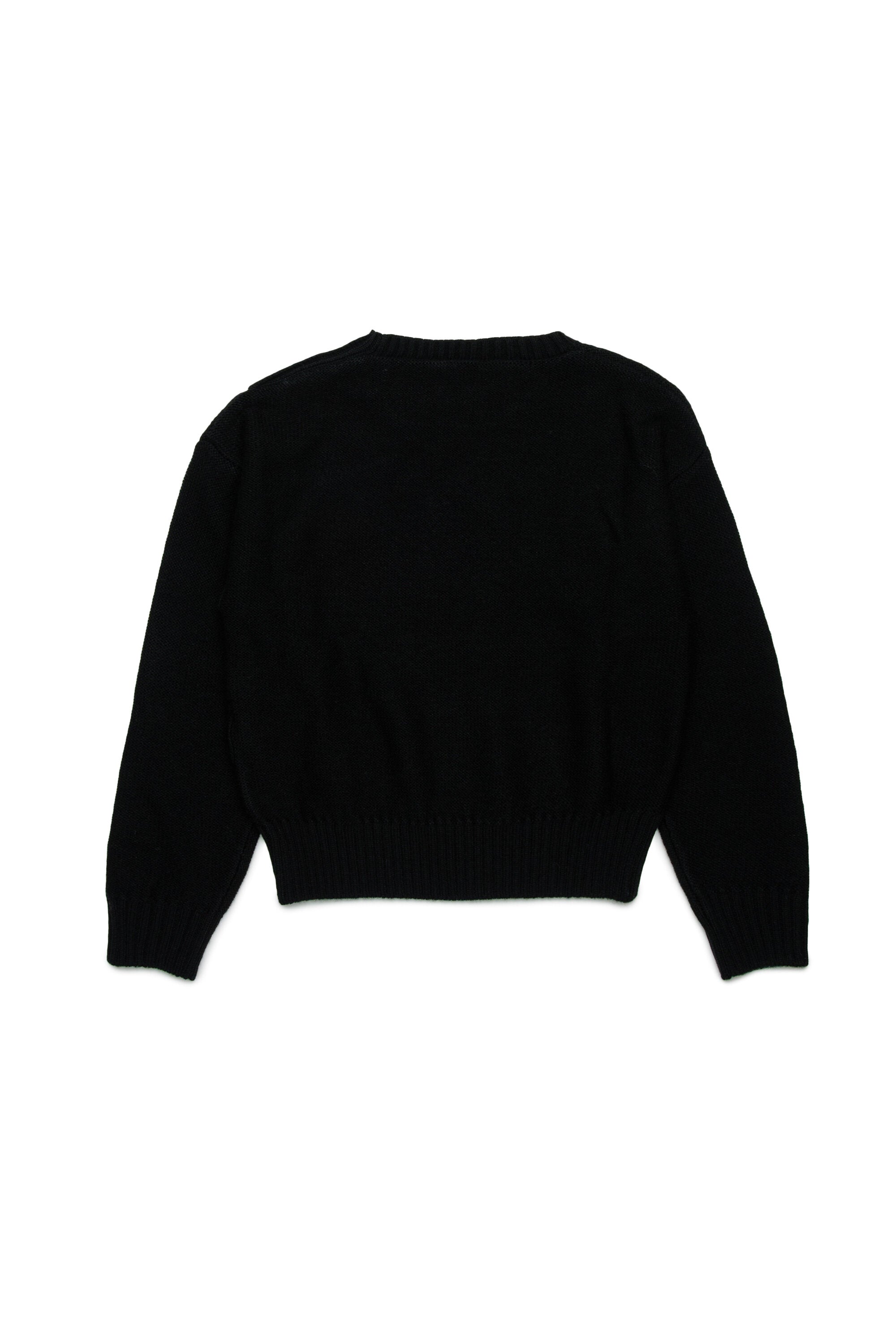 ジュエルボタンのウール混プルオーバー