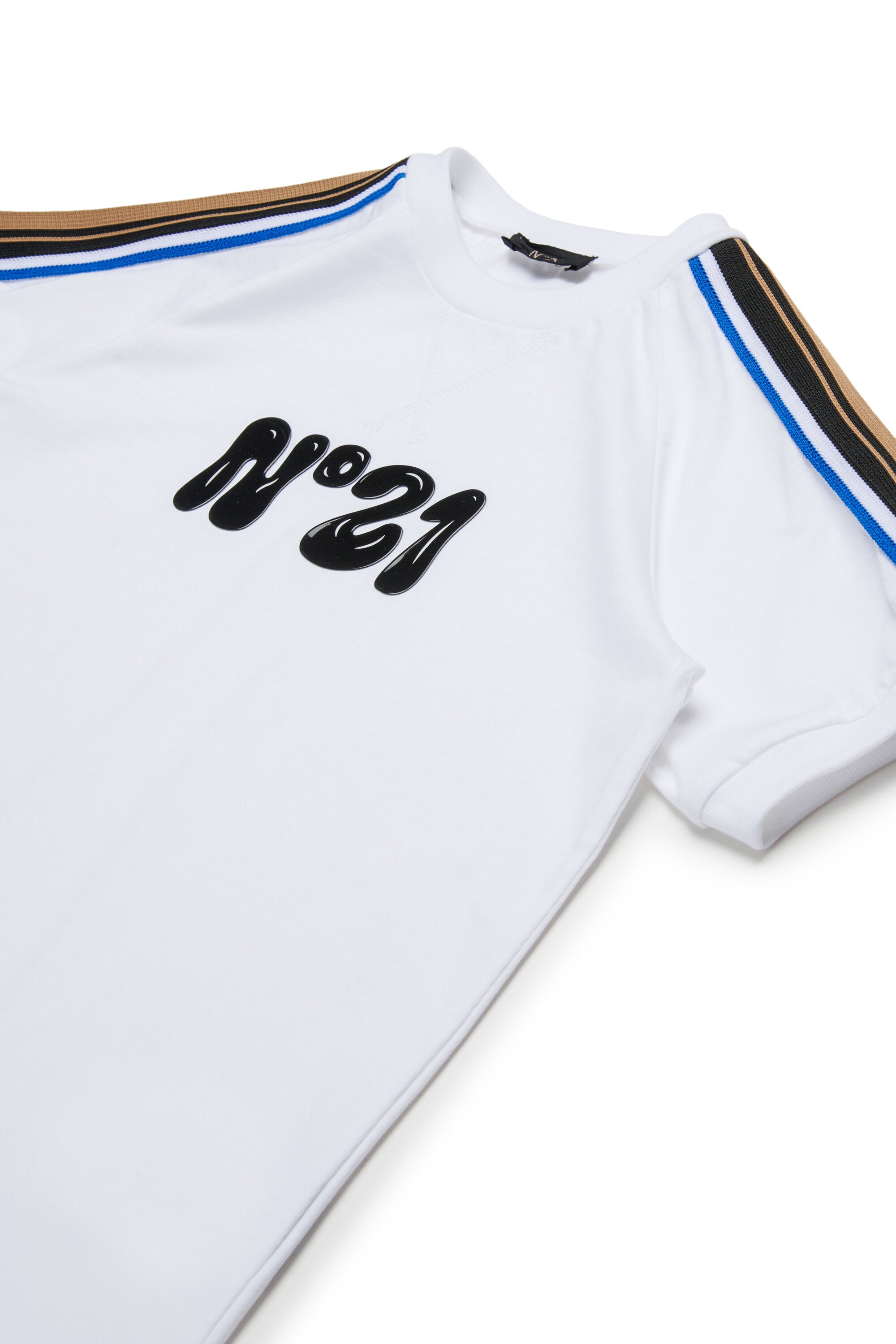 マルチカラーバンド付きジャージーTシャツ