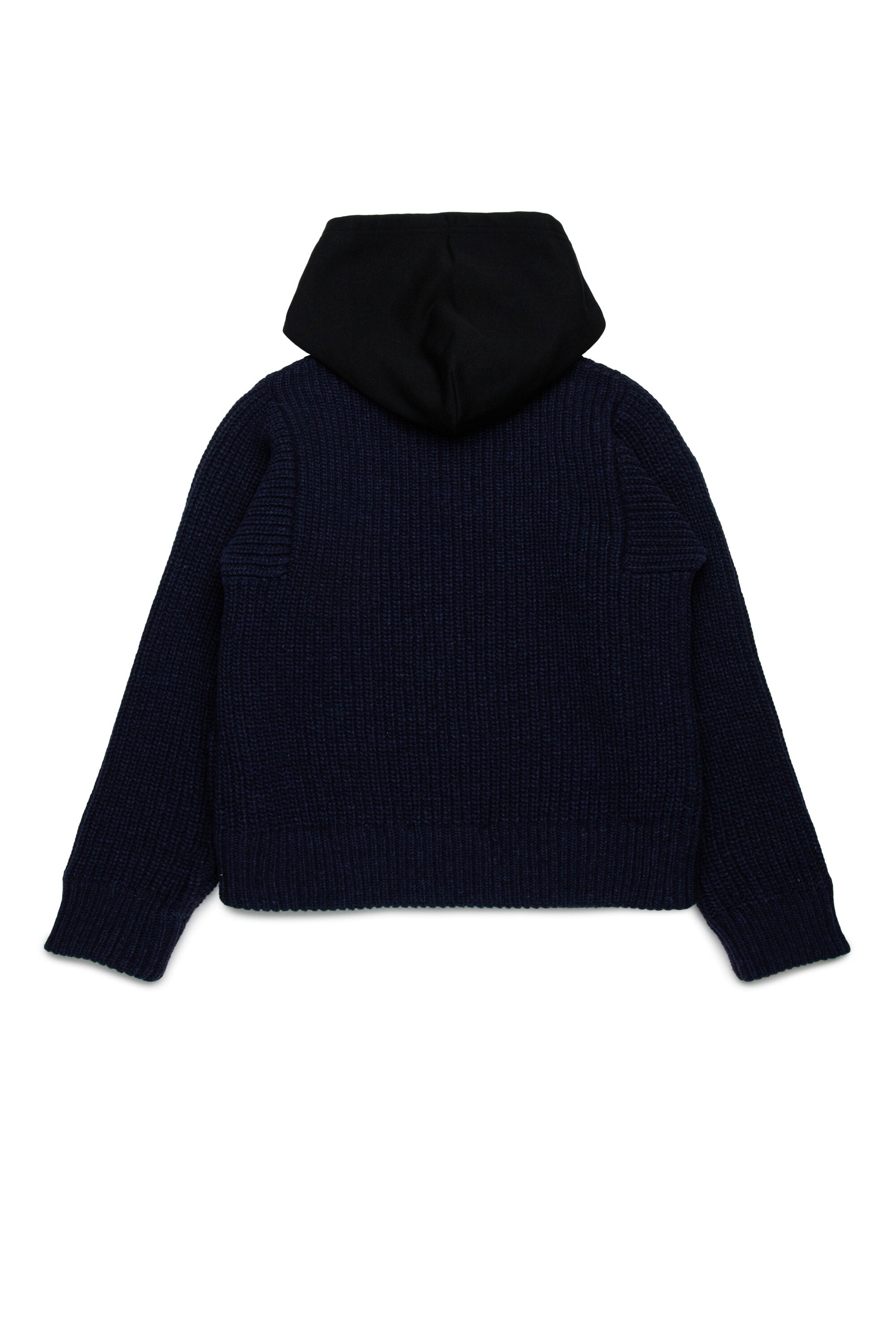 Contrasting hooded wool-blend sweater